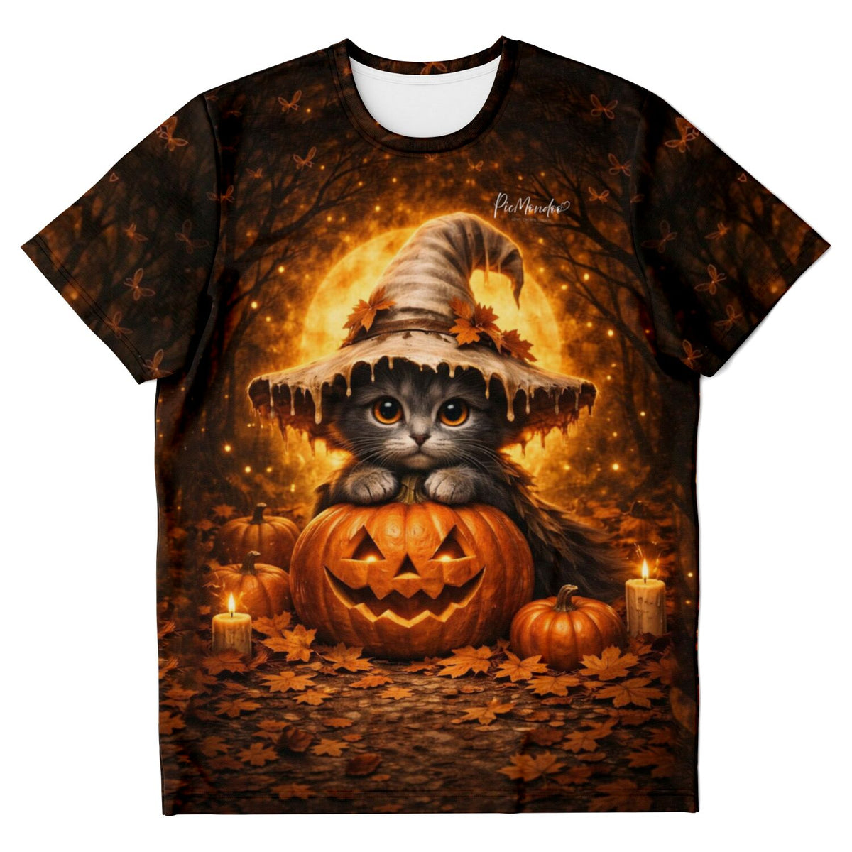 T-Shirt Die kleine Kürbishexe mit süßer Katze im Hexenhut auf Kürbissen, perfekt für Fans von Diamond Painting und Kunst