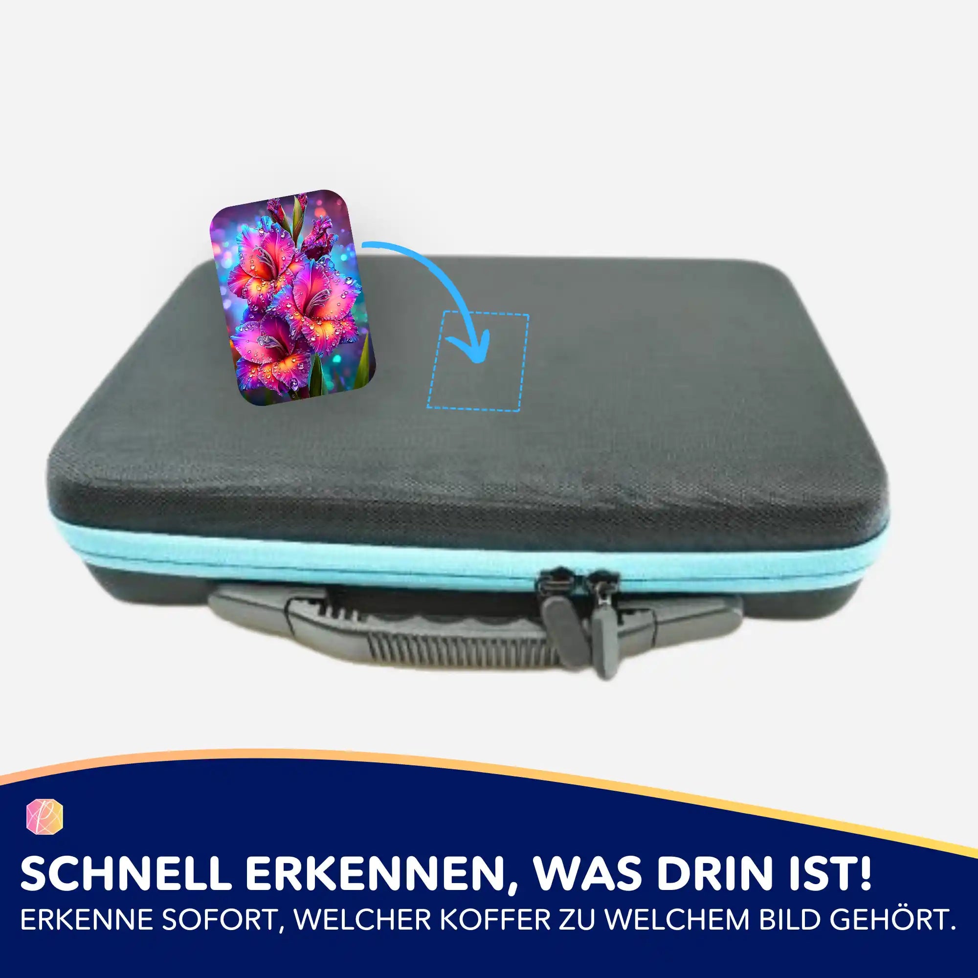 Picmondoo 5er-Set Aufkleber Morgentau zur Organisation des Diamond Painting Zubehörs auf dem Aufbewahrungskoffer.