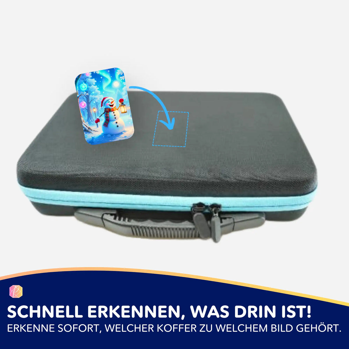 Picmondoo Diamond Painting Aufkleber zur Organisation von Zubehörkoffern mit lustigem Schneemann-Motiv