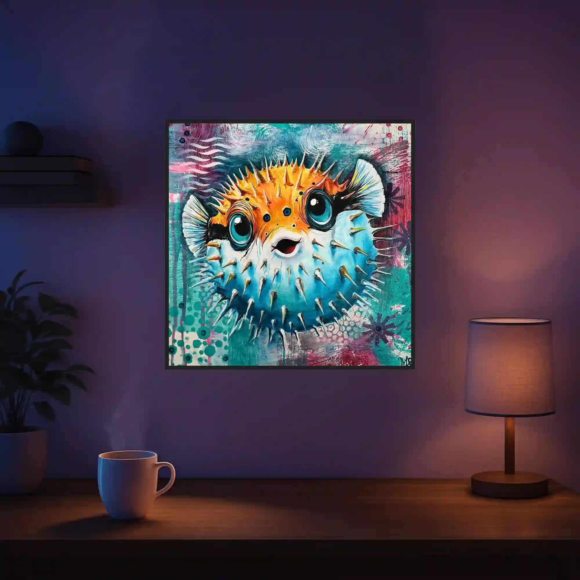 Diamond Painting Set mit buntem Kugelfisch-Motiv, kunstvolle Unterwasserwelt mit glitzernden Details für DIY-Fans
