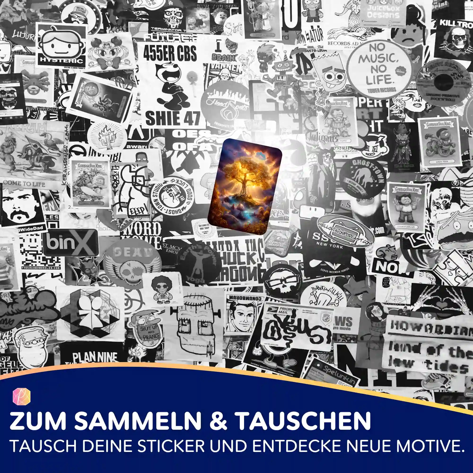 Aufkleber 5er-Set - Der goldene Weltenbaum