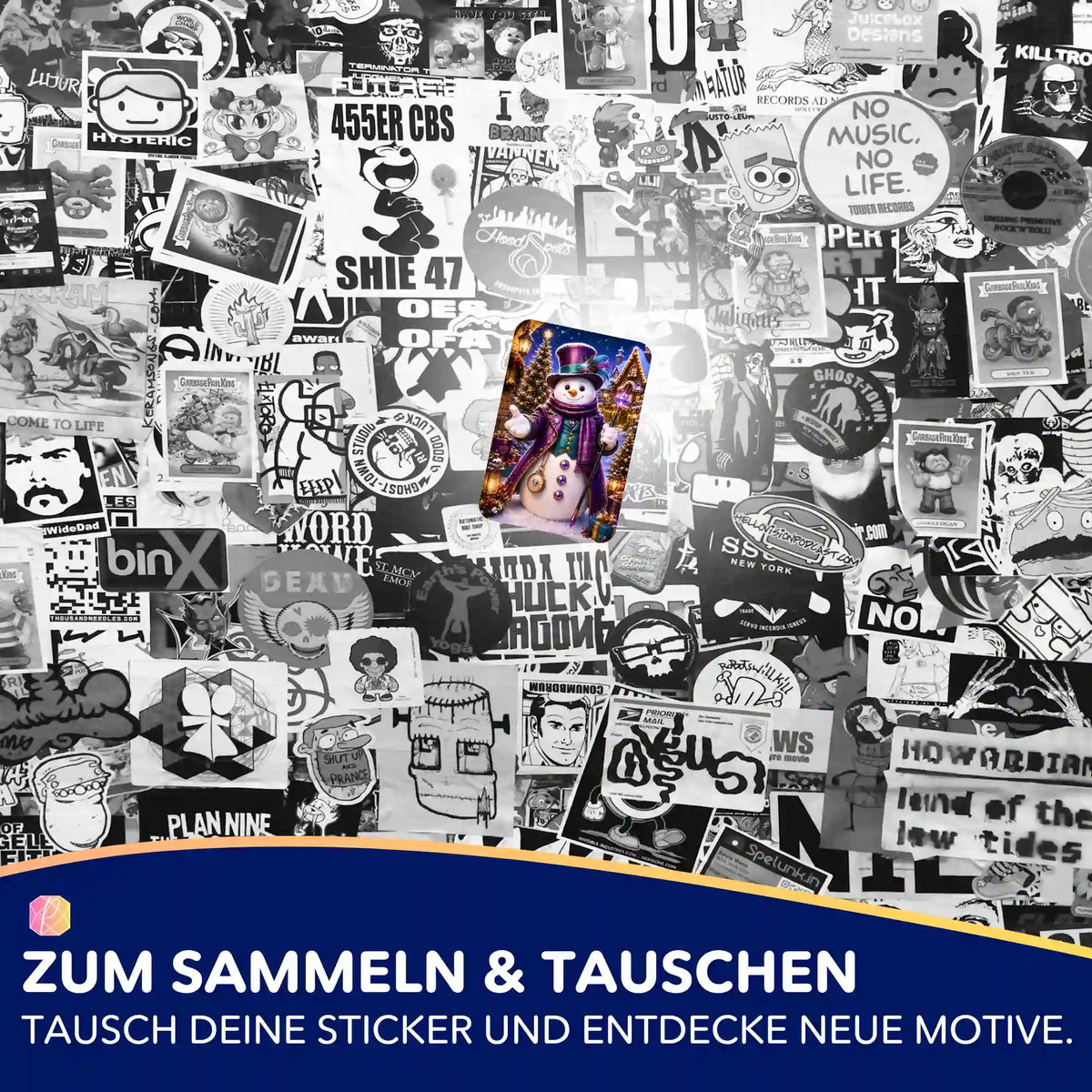 5er-Set Aufkleber mit Winterzauber Schneemann Motiv zur Organisation deines Diamond Painting Zubehörs von Picmondoo