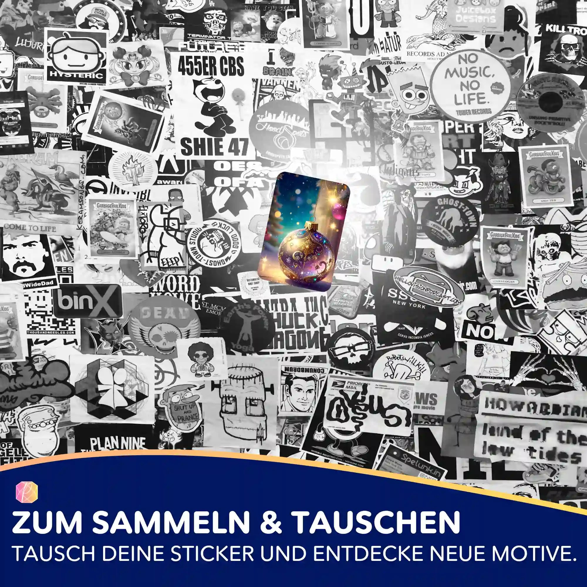 Aufkleber 5er-Set - Zauberhafte Weihnachtskugel