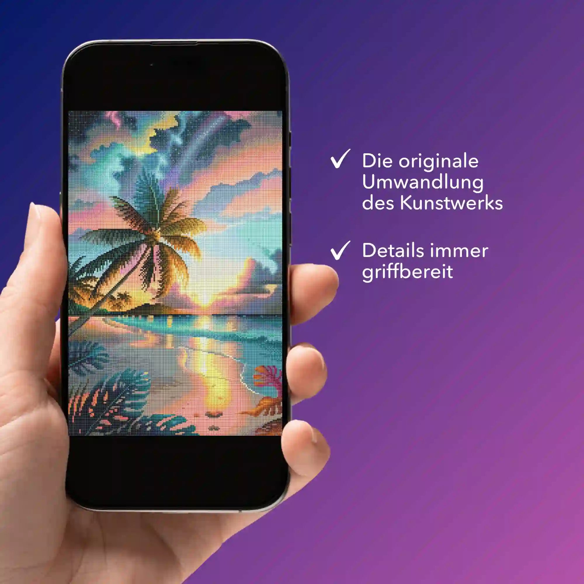 Digitale Bildmappe - Palme im bunten Abendhimmel