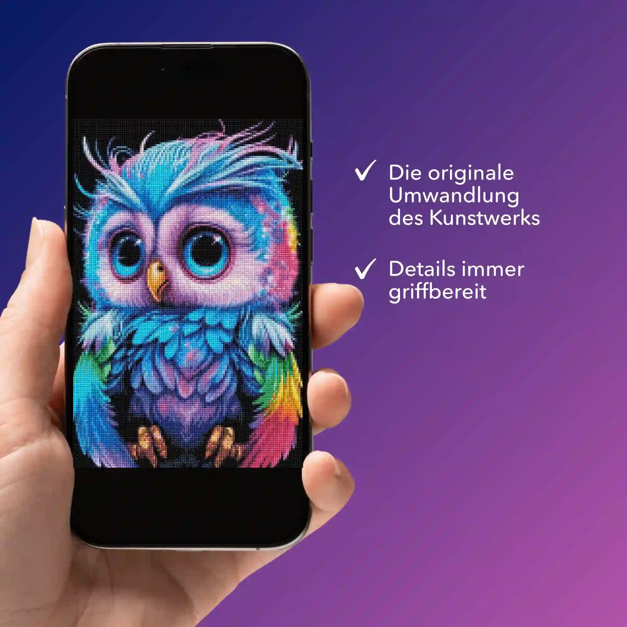 Digitale Bildmappe - Kleine bunte Eule im Rausch der Farben