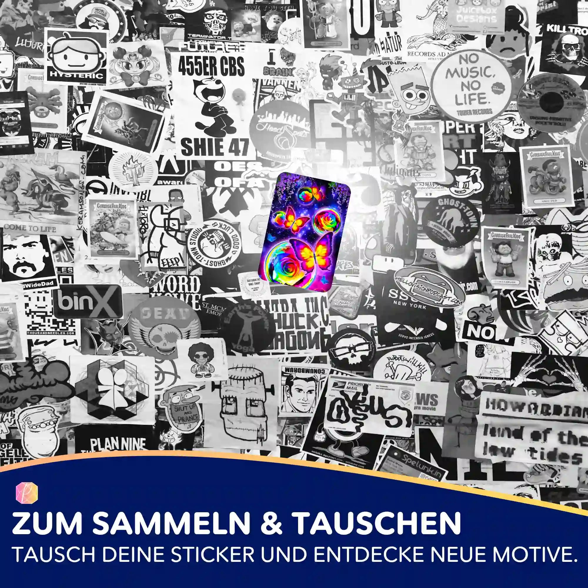 Aufkleber 5er-Set - Schmetterlingstanz im Mondschein