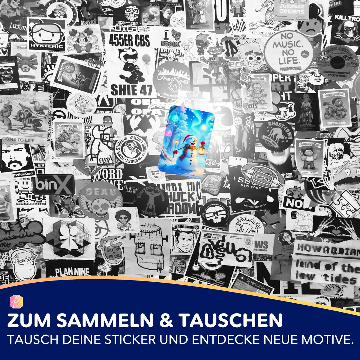 5er-Set bunte Sticker für Diamond Painting Fans mit weihnachtlichem Schneemann Motiv zur Organisation deiner Bastel-Sets