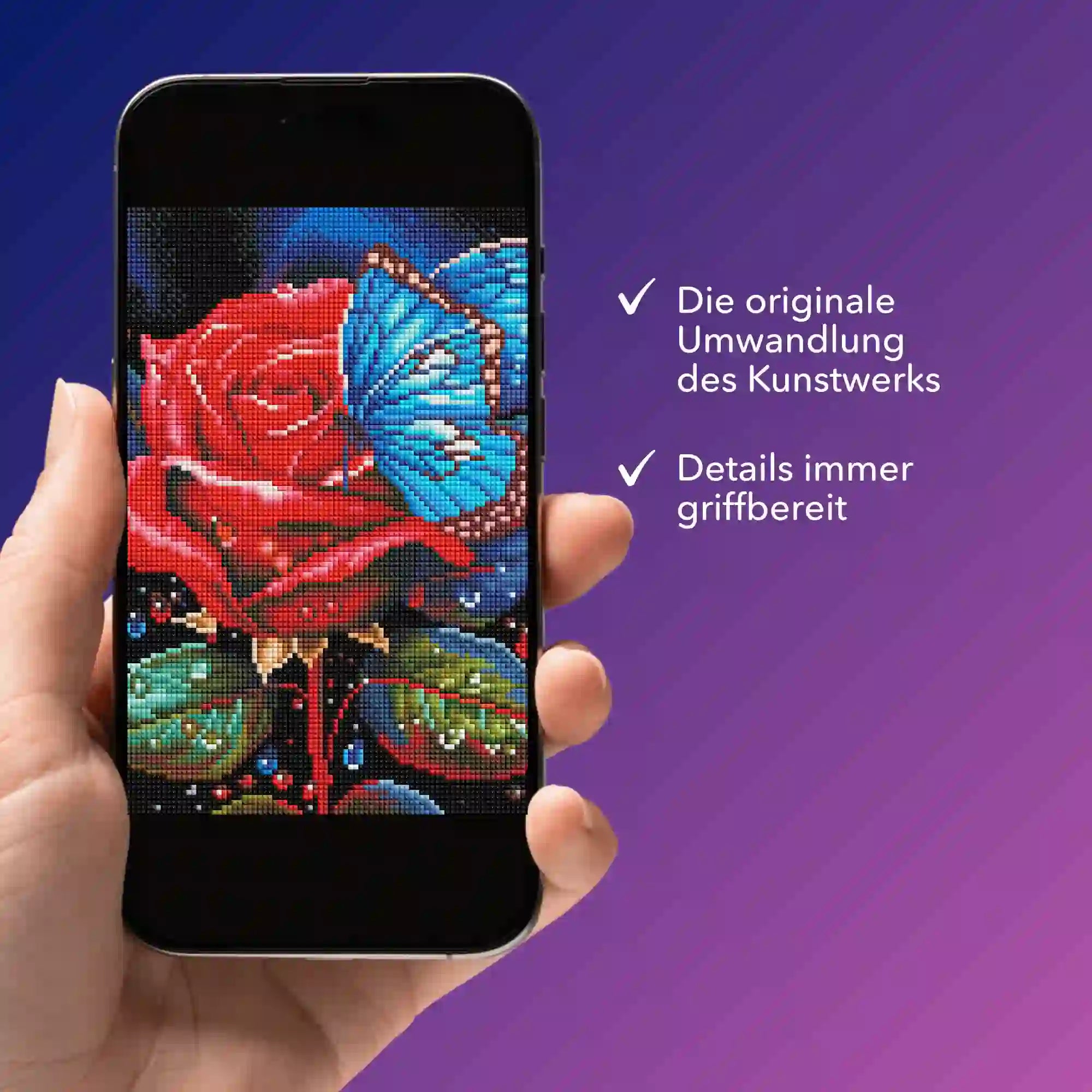 Digitale Bildmappe - Rote Rose trifft blauen Schmetterling