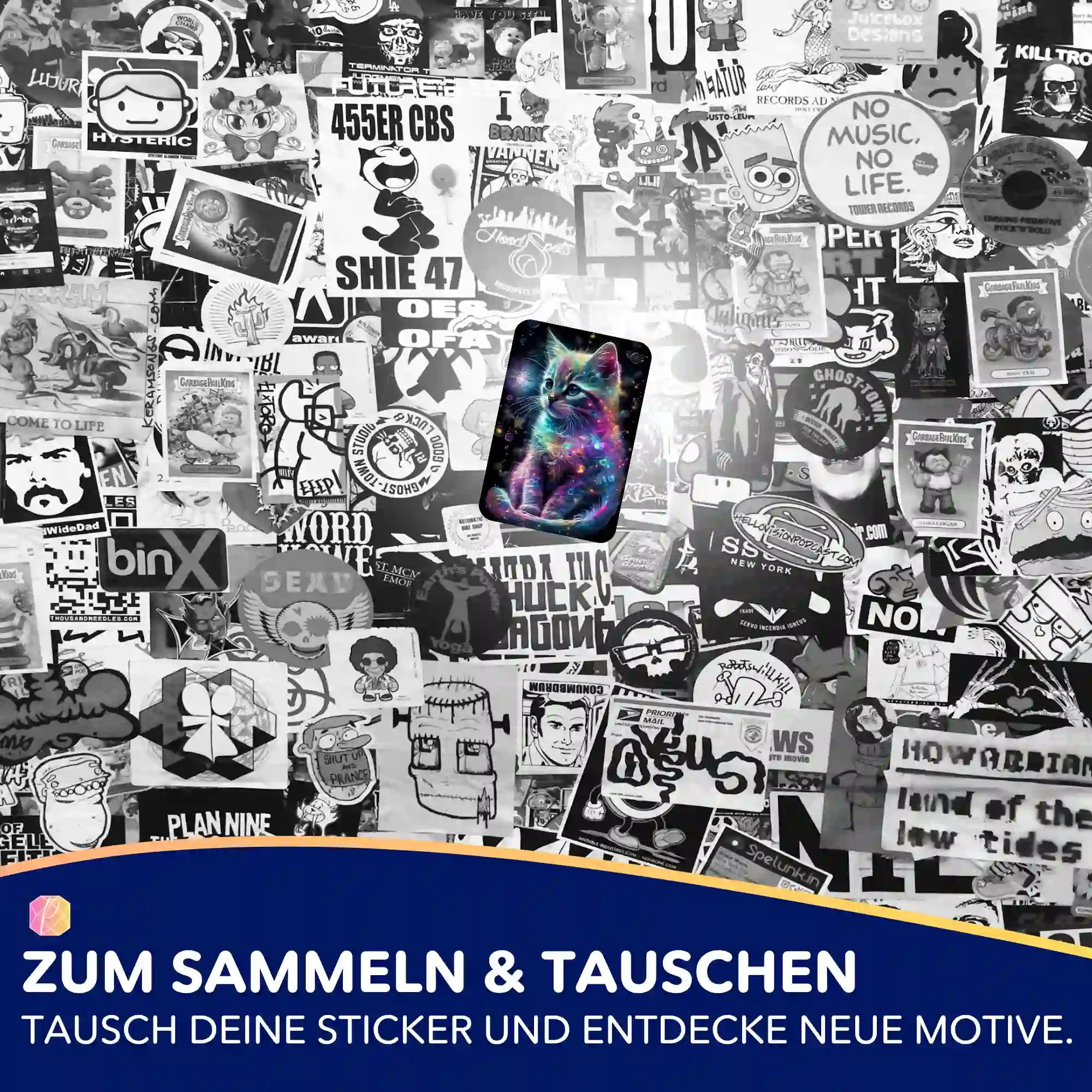 Aufkleber 5er-Set - Kätzchen Kunterbunt