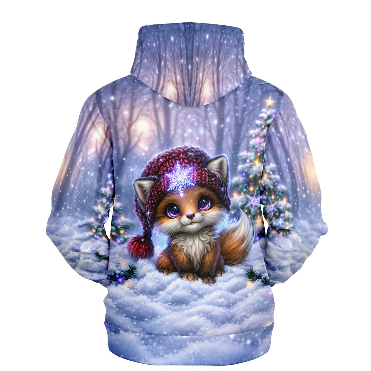 Dreamer Hoodie mit niedlichem Fuchs-Motiv im Winterwald, passend zu winterlichen Diamond Painting und Malen nach Zahlen Motiven