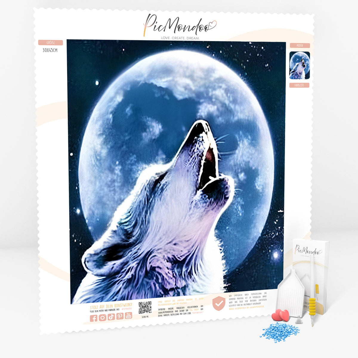 Diamond Painting Leuchtbild - Moonlight Wolf