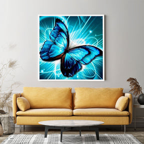 GRATIS Diamond Painting Wandgestaltung Blauer Schmetterling