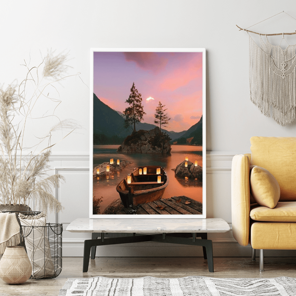 Diamond Painting Wandgestaltung See im Lichterglanz