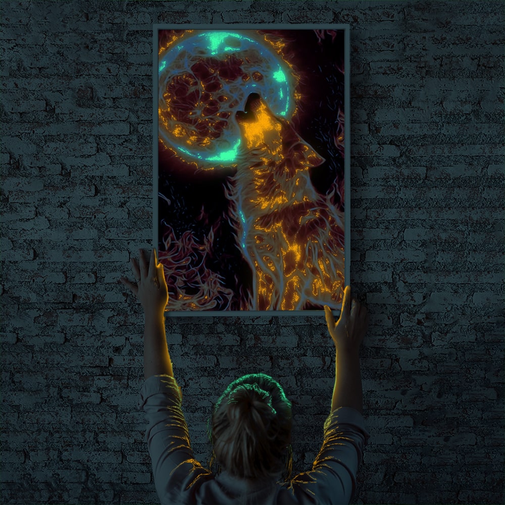 Diamond Painting Leuchtbild Special - Fire Wolf