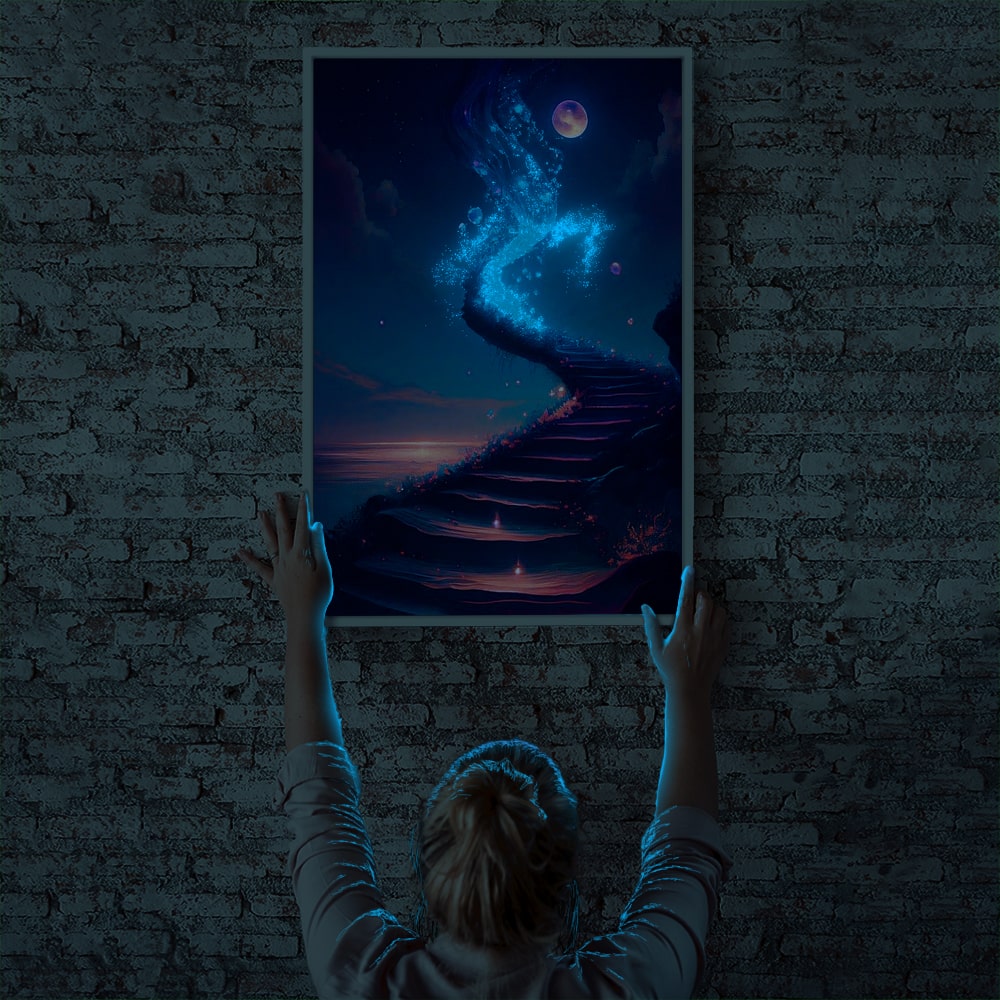 Diamond Painting Leuchtbild Special Wandbild Treppe ins Universum