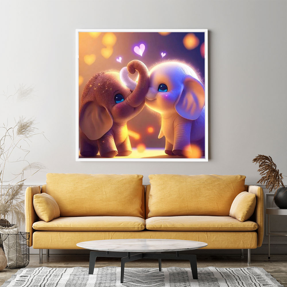 Diamond Painting Wandgestaltung Elefantenbrüder