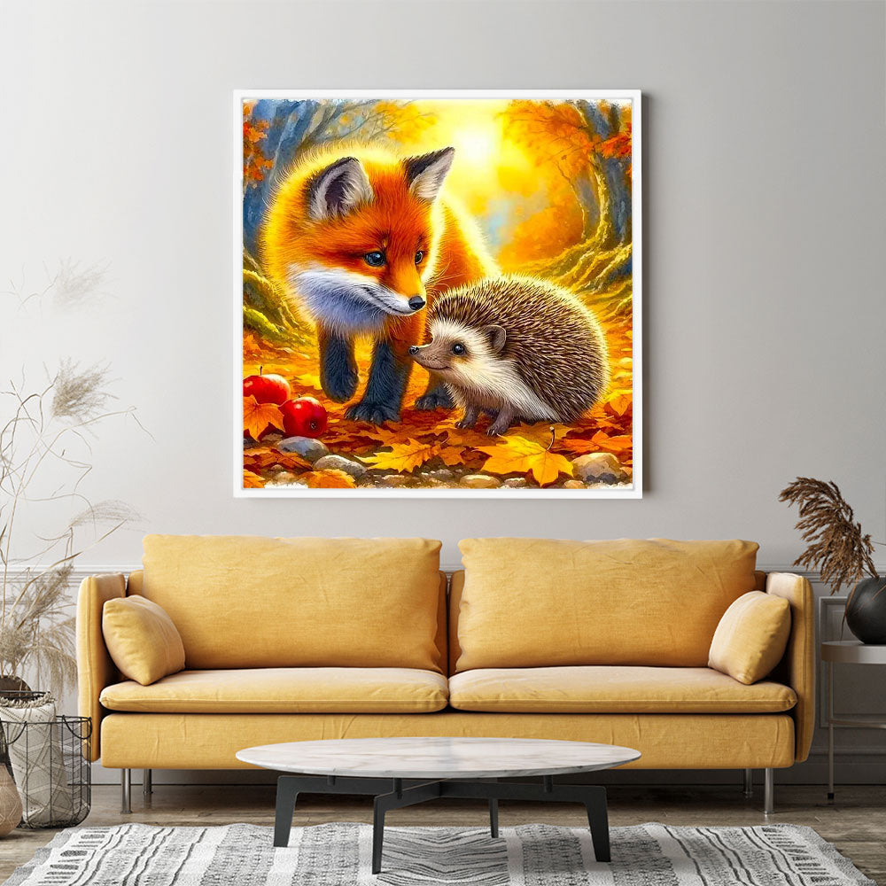 Diamond Painting Wandgestaltung Waldtiere im bunten Laub "Limited Edition"
