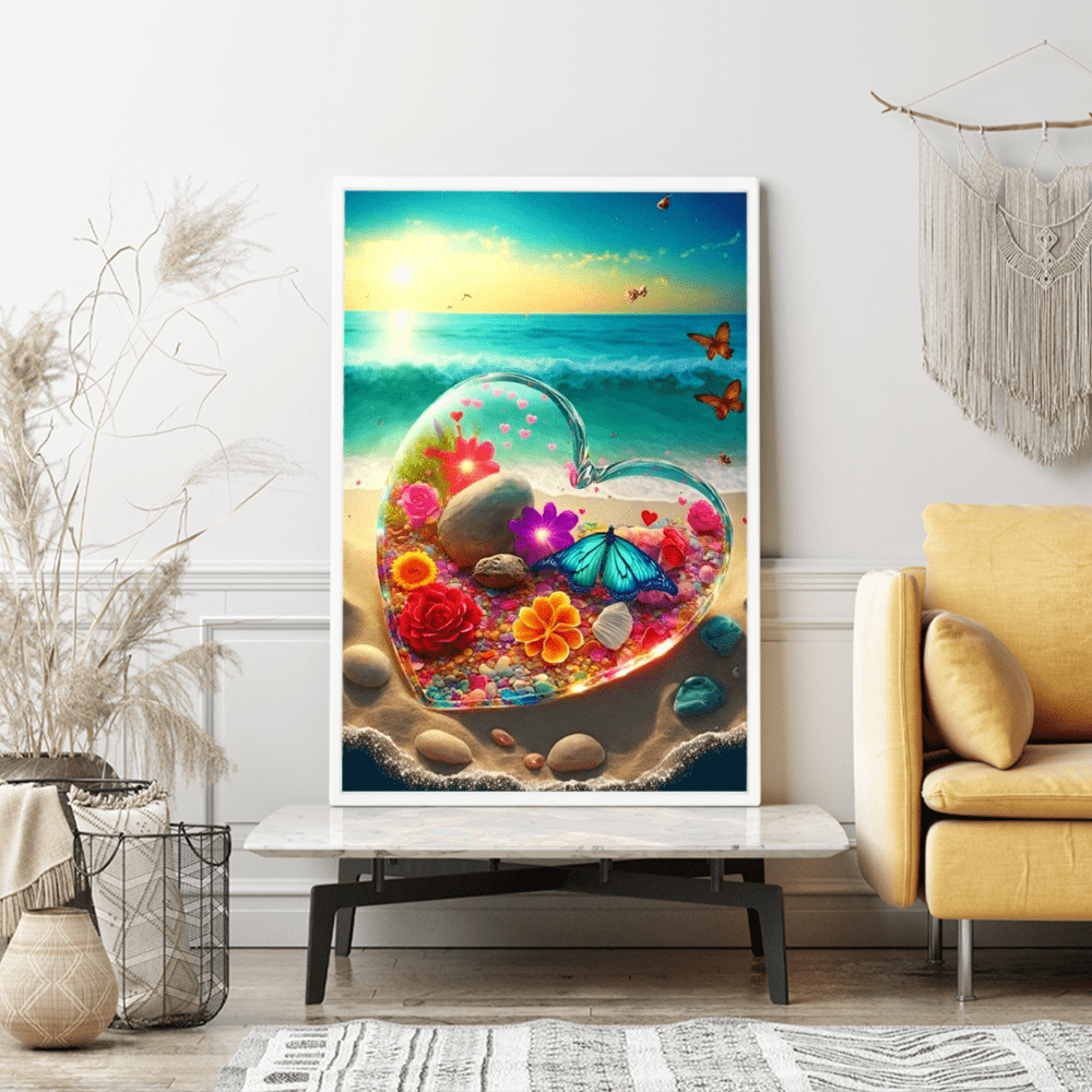 Diamond Painting Wandgestaltung Flowers in the heart