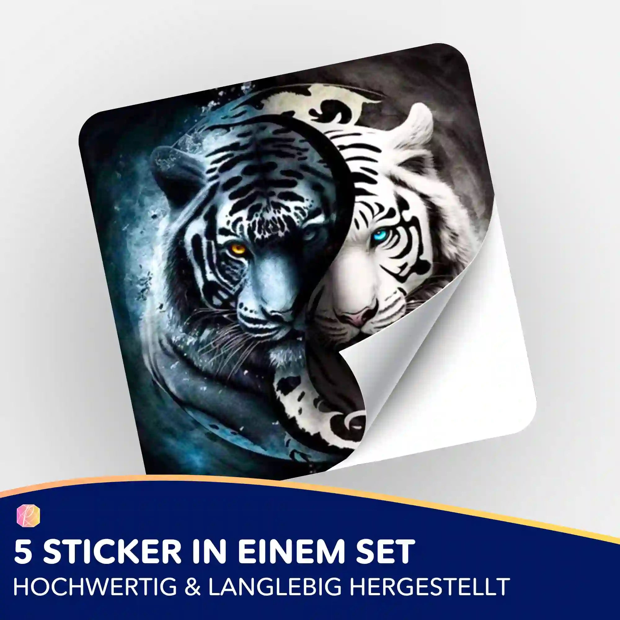 Aufkleber 5er-Set - Tiger "Ying und Yang"