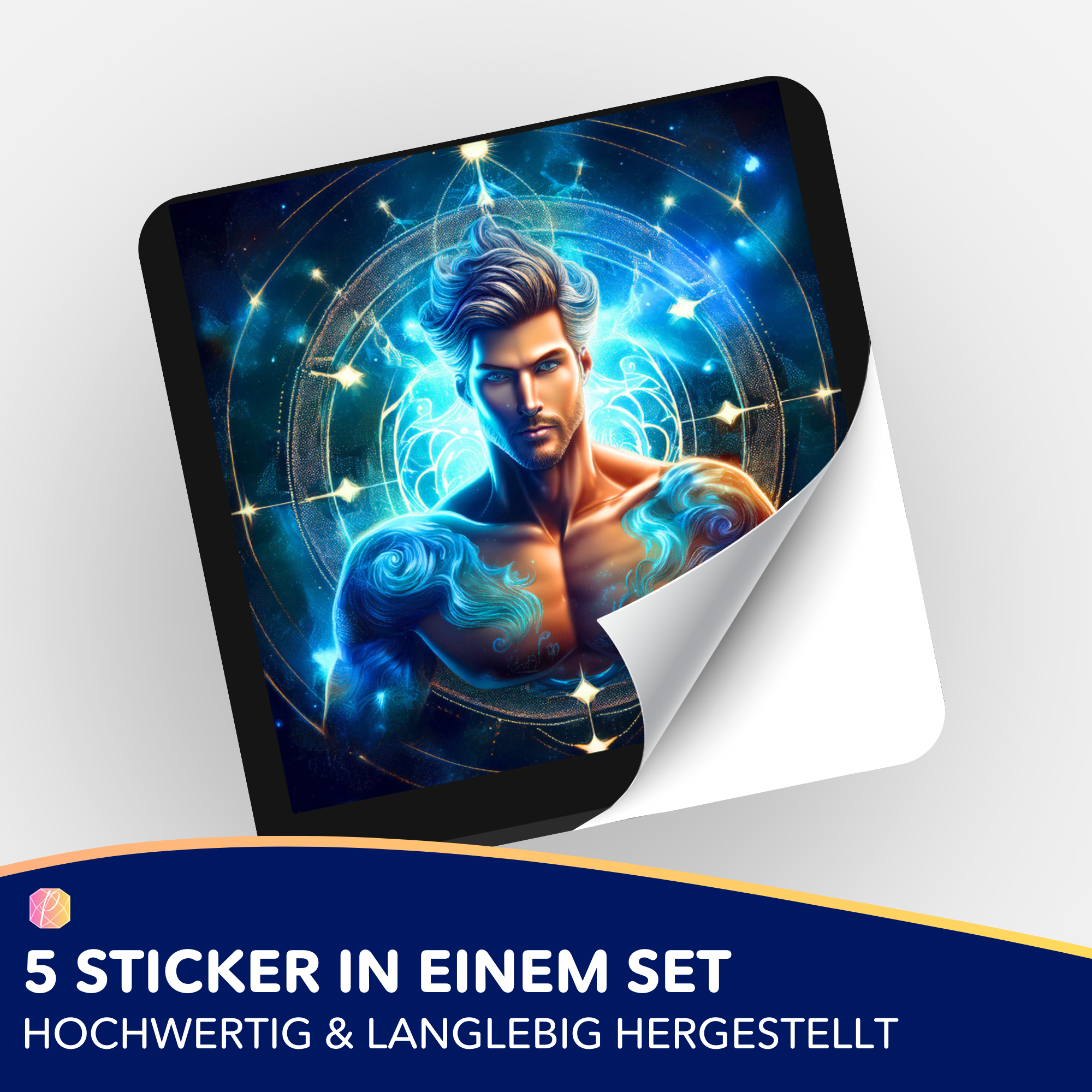 Aufkleber 5er-Set - Sternzeichen Wassermann "Limited Edition"