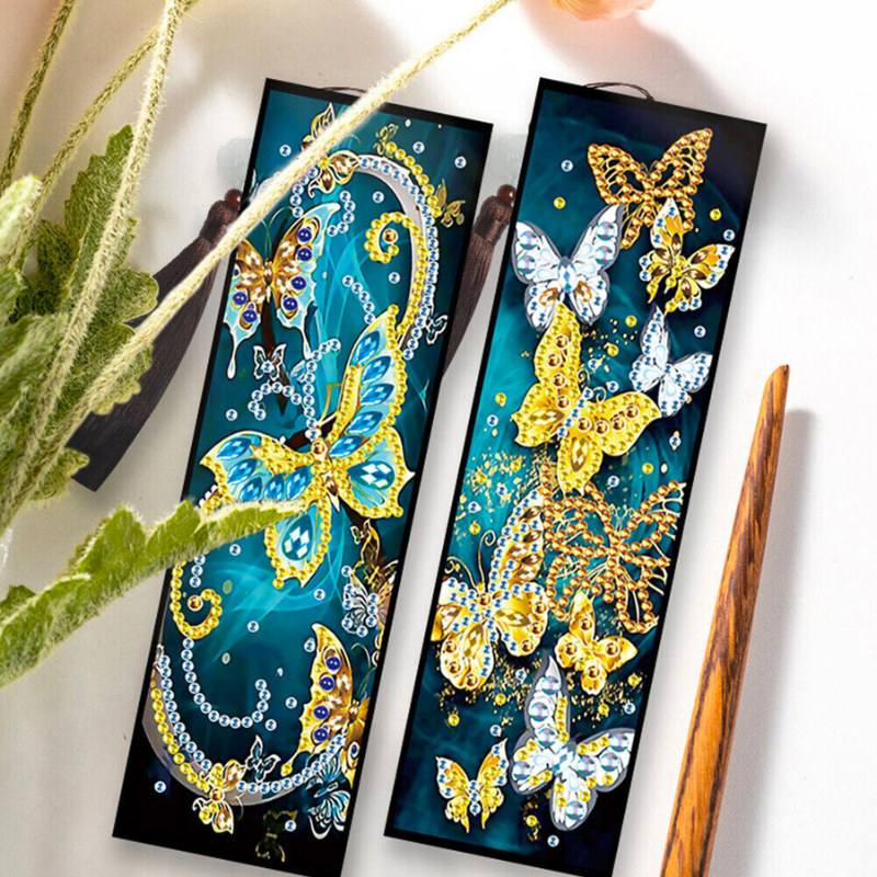 Diamond Painting Lesezeichen "Fox & Butterfly" 2er Set