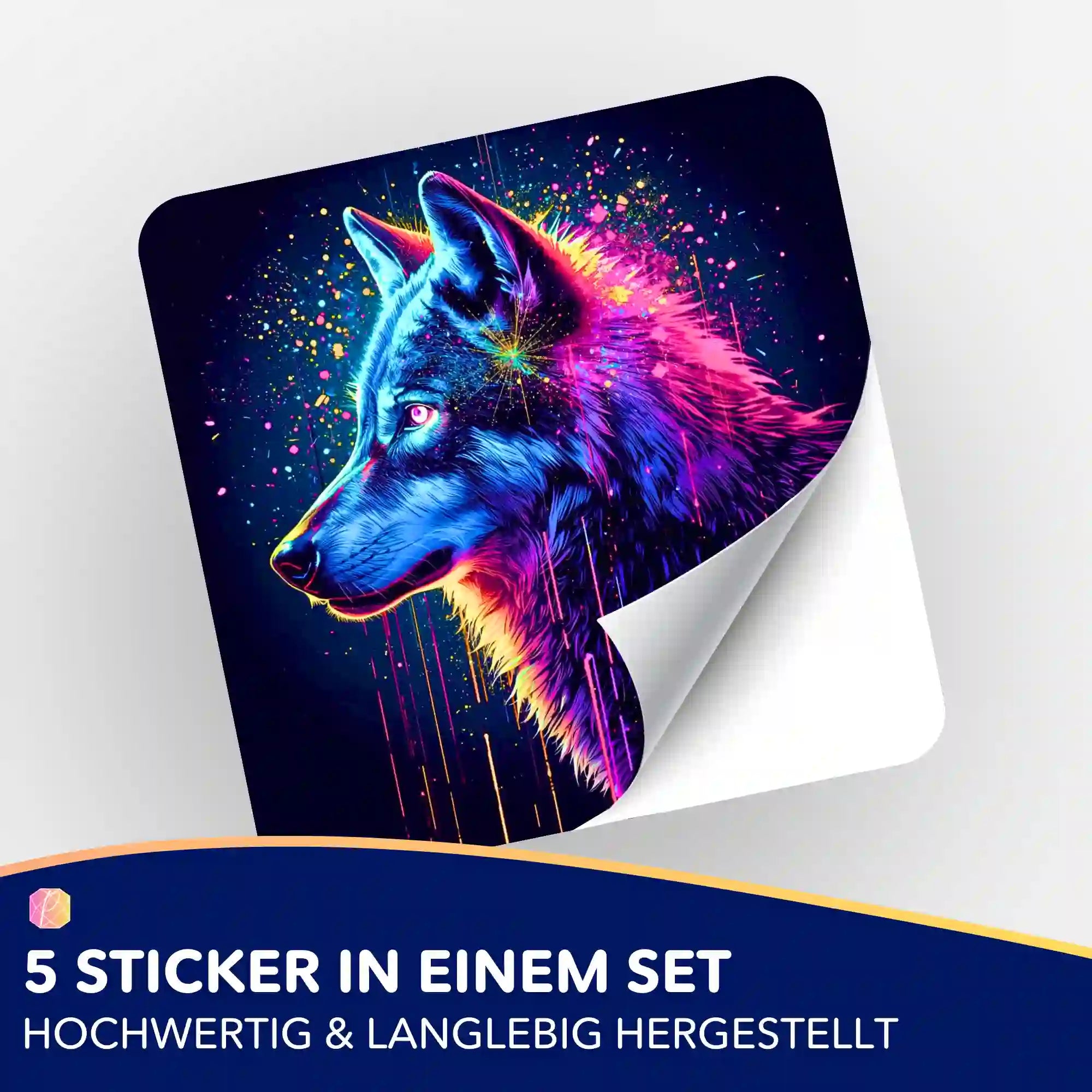 Aufkleber 5er-Set - Krafttier Wolf: Klarheit & Instinkt
