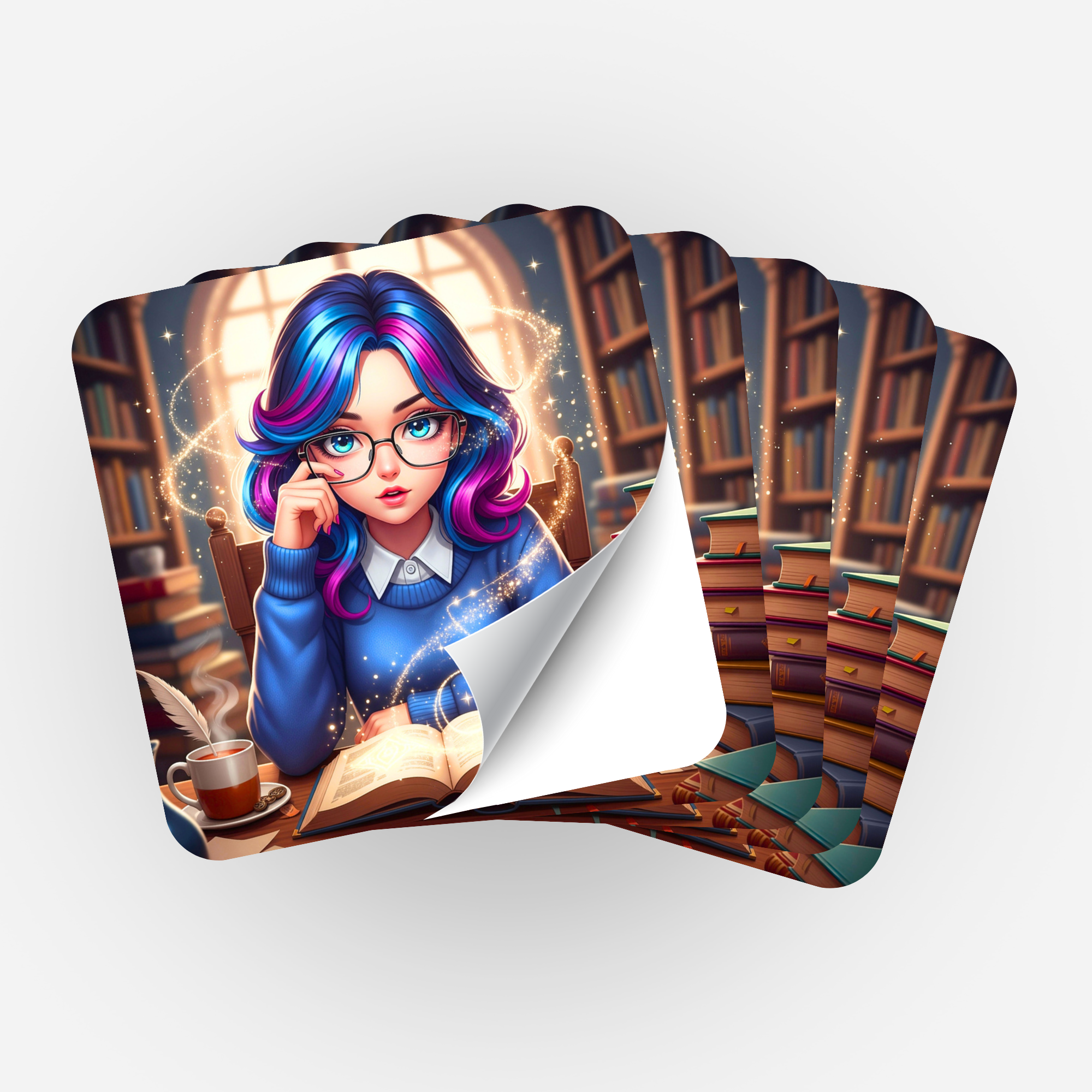 Aufkleber 5er-Set - Diamond Painting 7-Tage Special - Library Girl