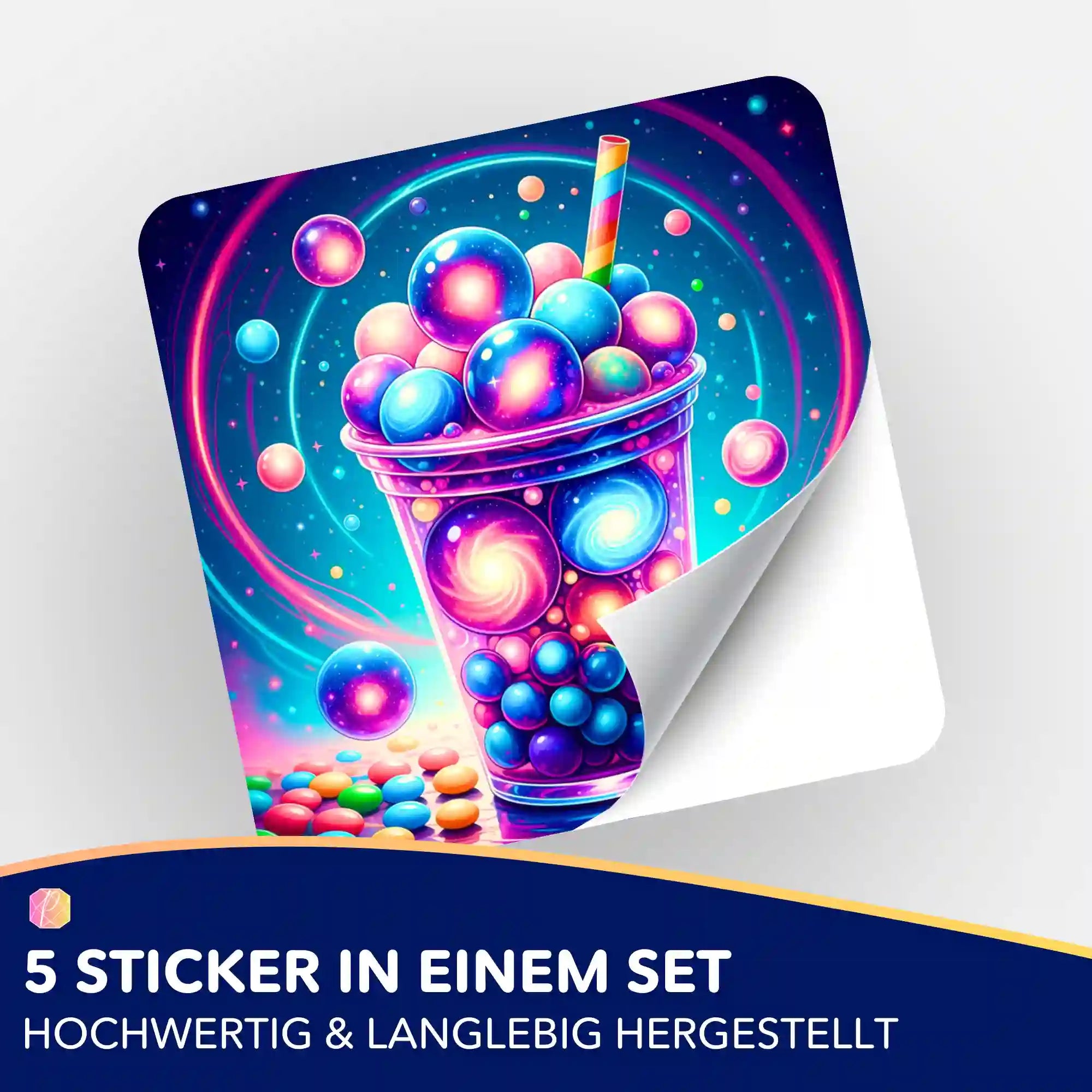 Aufkleber 5er-Set - Bubble Tea Universum