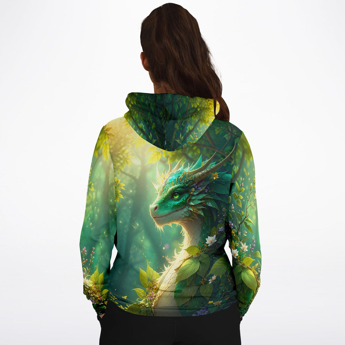 Dreamer Hoodie mit Smaragd-Drachen Motiv im Wald, ästhetisch gestaltetes Design für DIY-Fans von Malen nach Zahlen
