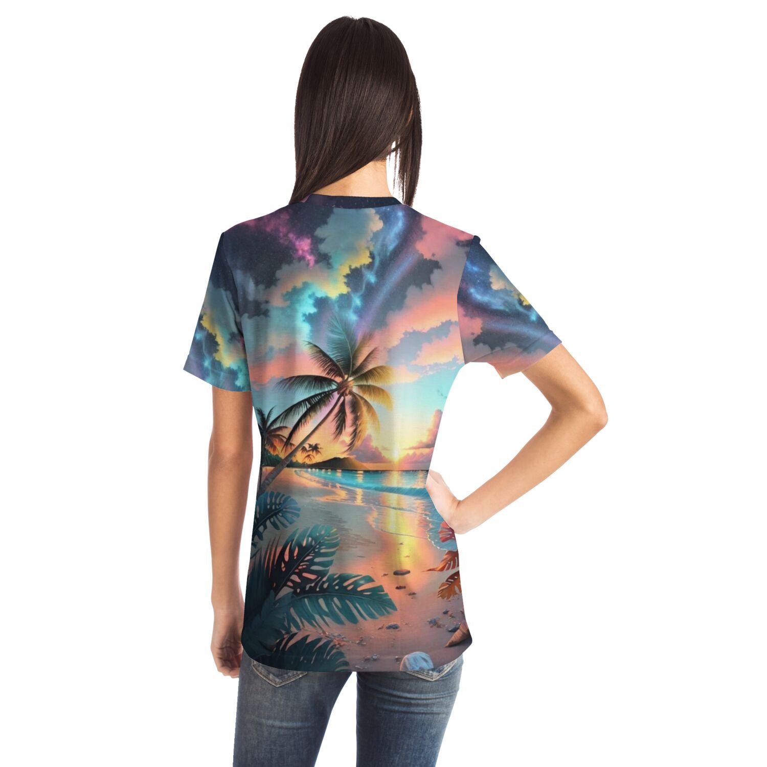 Dreamer T-Shirt - Palme im bunten Abendhimmel