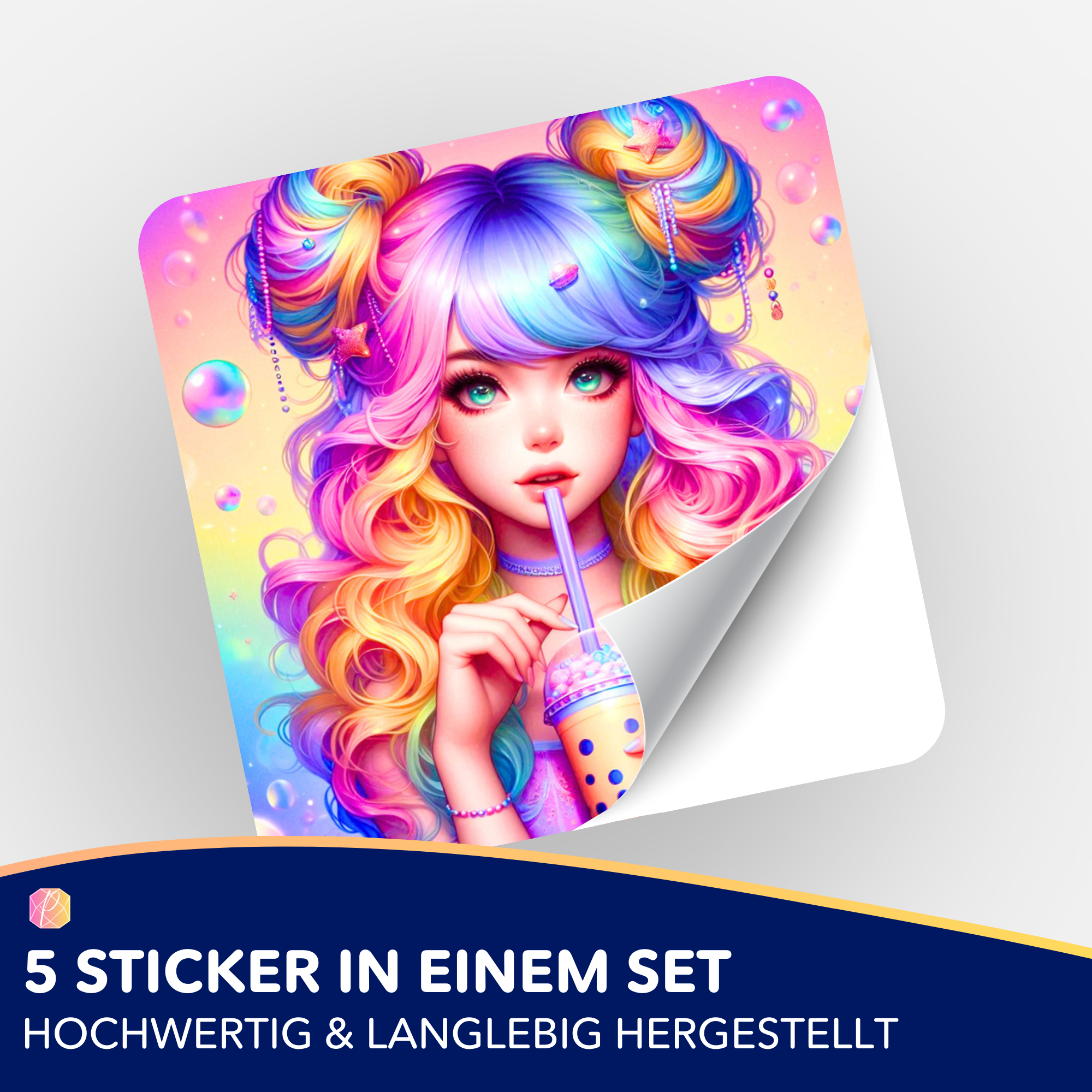 Aufkleber 5er-Set - Diamond Painting 7-Tage Special - Sweet Bubble
