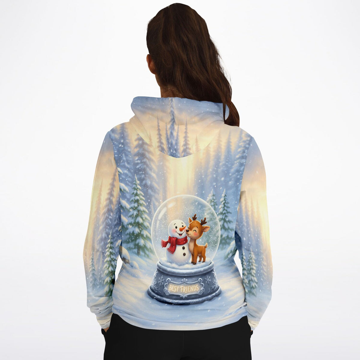 Dreamer Hoodie mit Best Friends Schneekugel Motiv, verschneiter Wald für Fans von Diamond Painting und Malen nach Zahlen