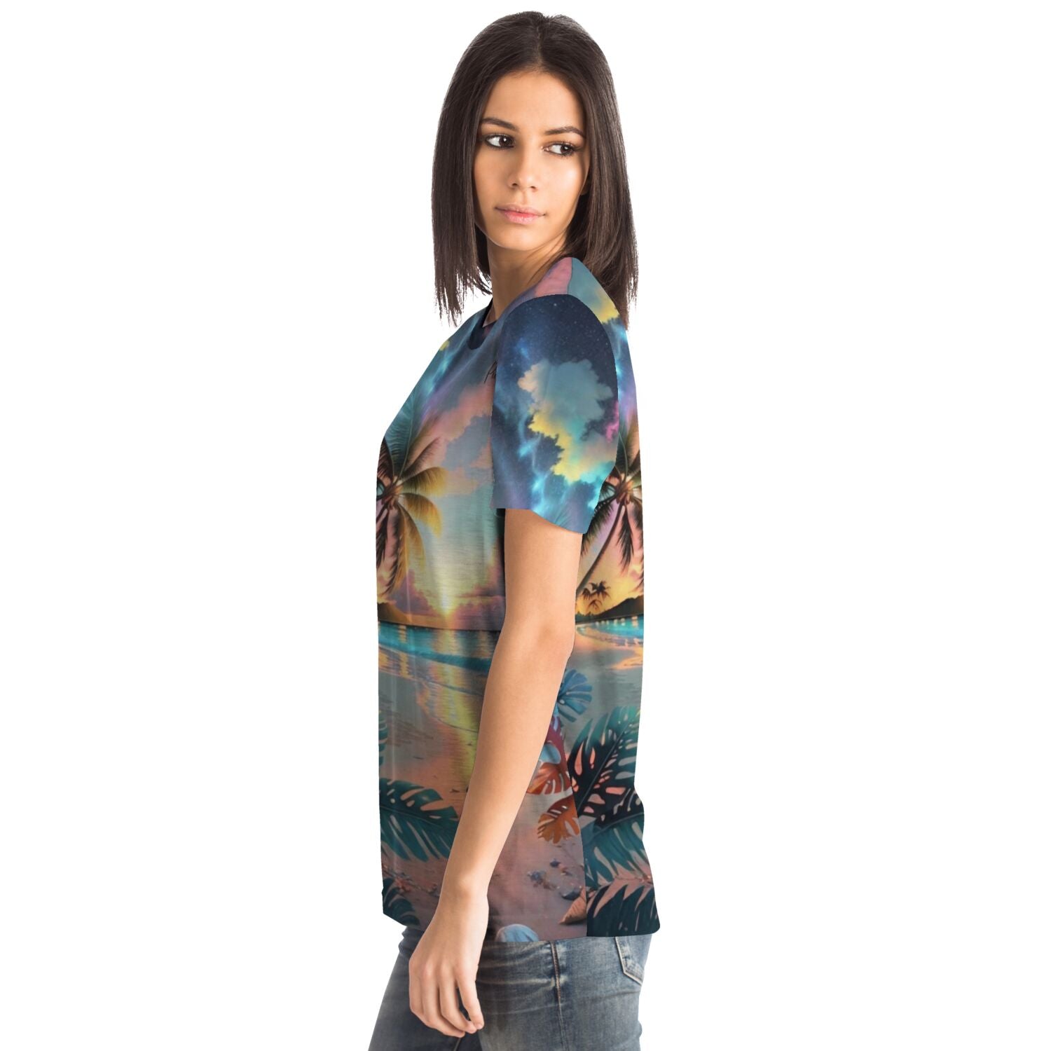 Dreamer T-Shirt - Palme im bunten Abendhimmel