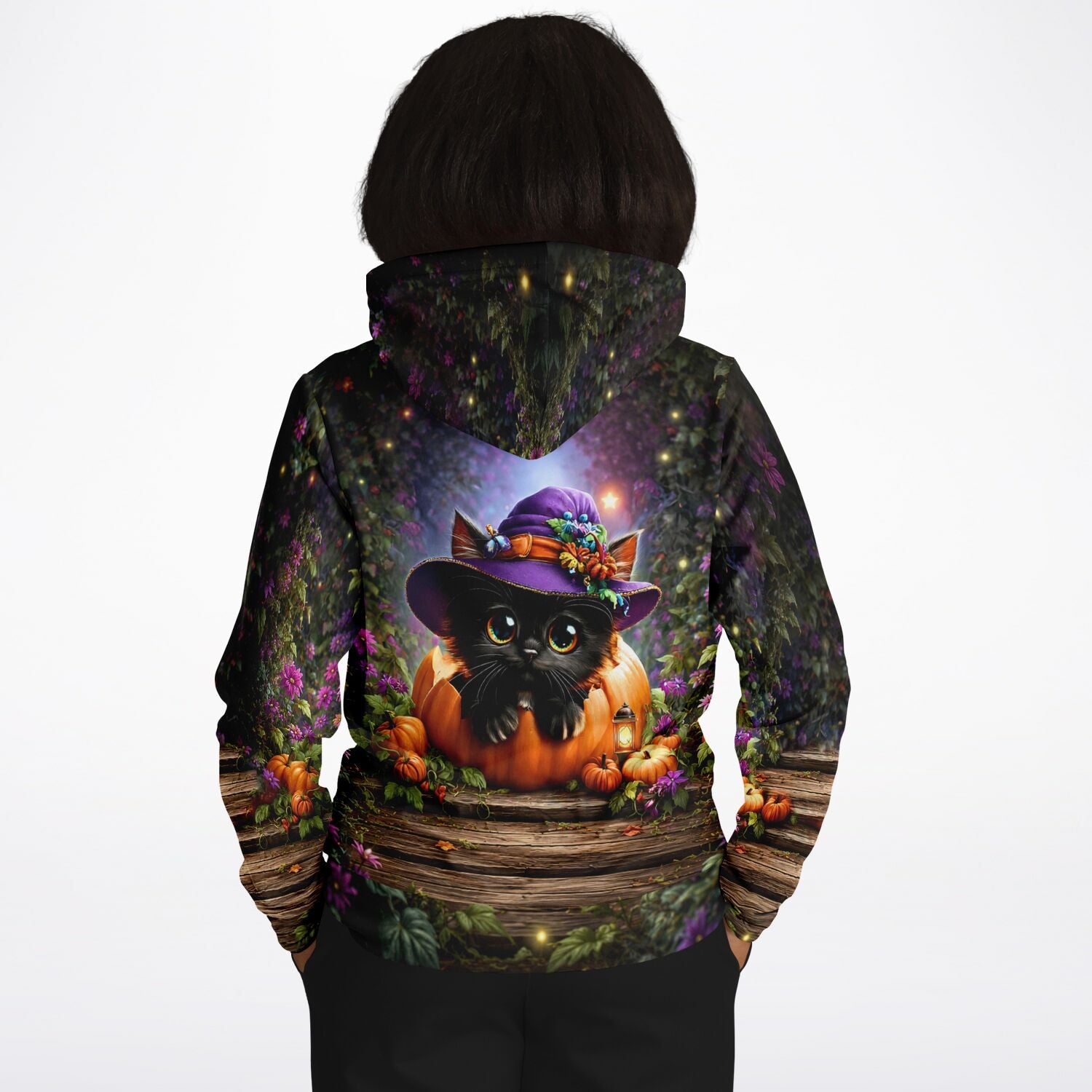 Dreamer Hoodie Herbstpfötchen mit süßer schwarzer Katze im Kürbis, passend zu Diamond Painting und Malen nach Zahlen Motiven