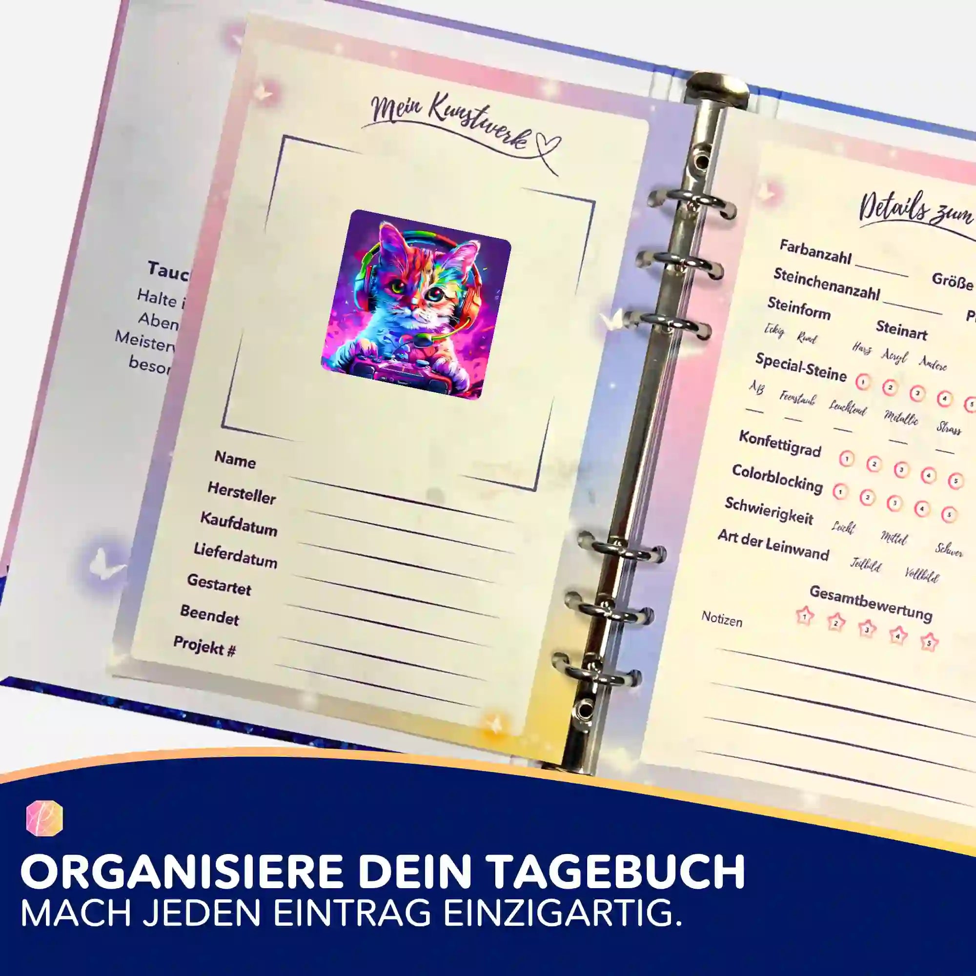 Aufkleber 5er-Set - Colorful gaming Cat