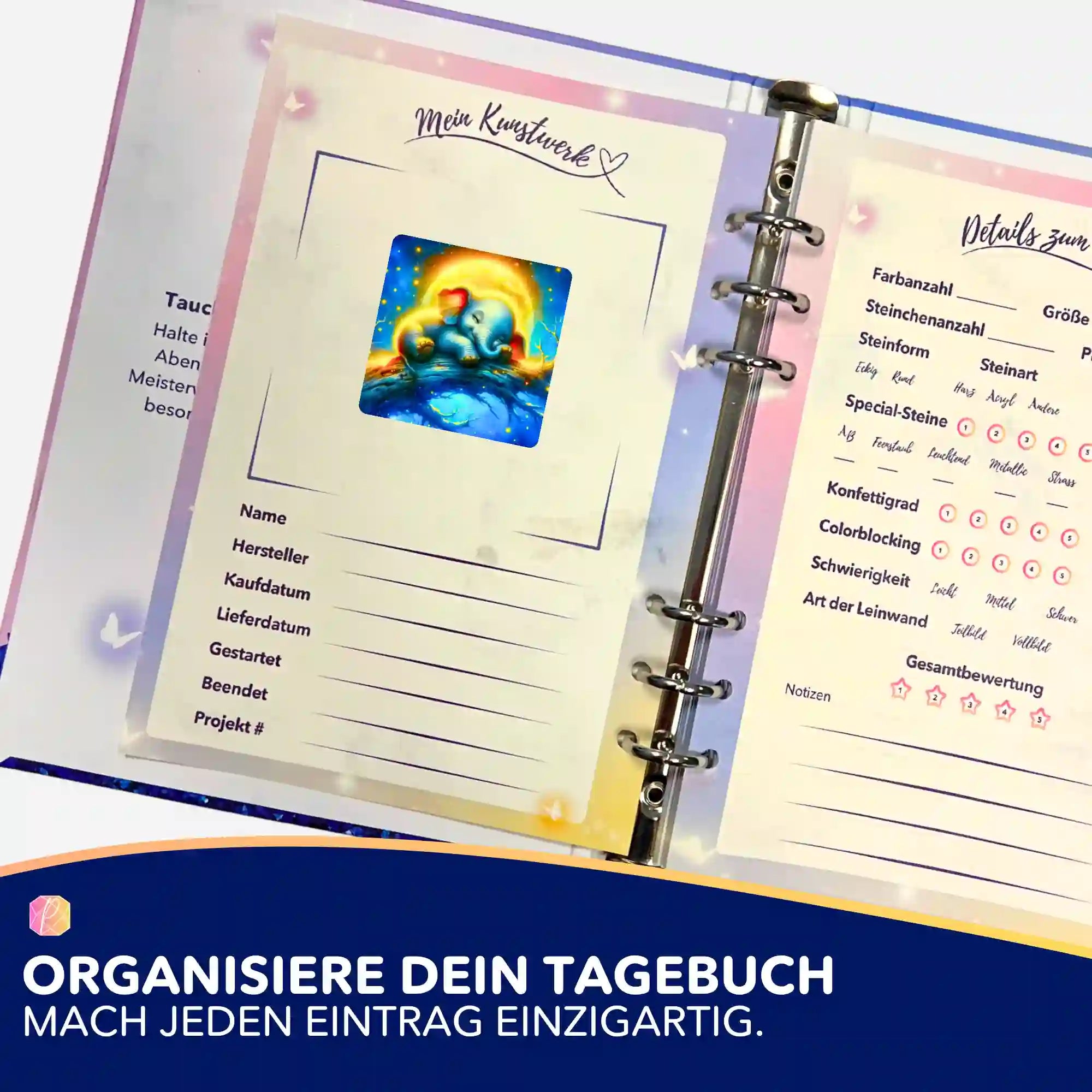 Aufkleber 5er-Set - Mondschein Elefant