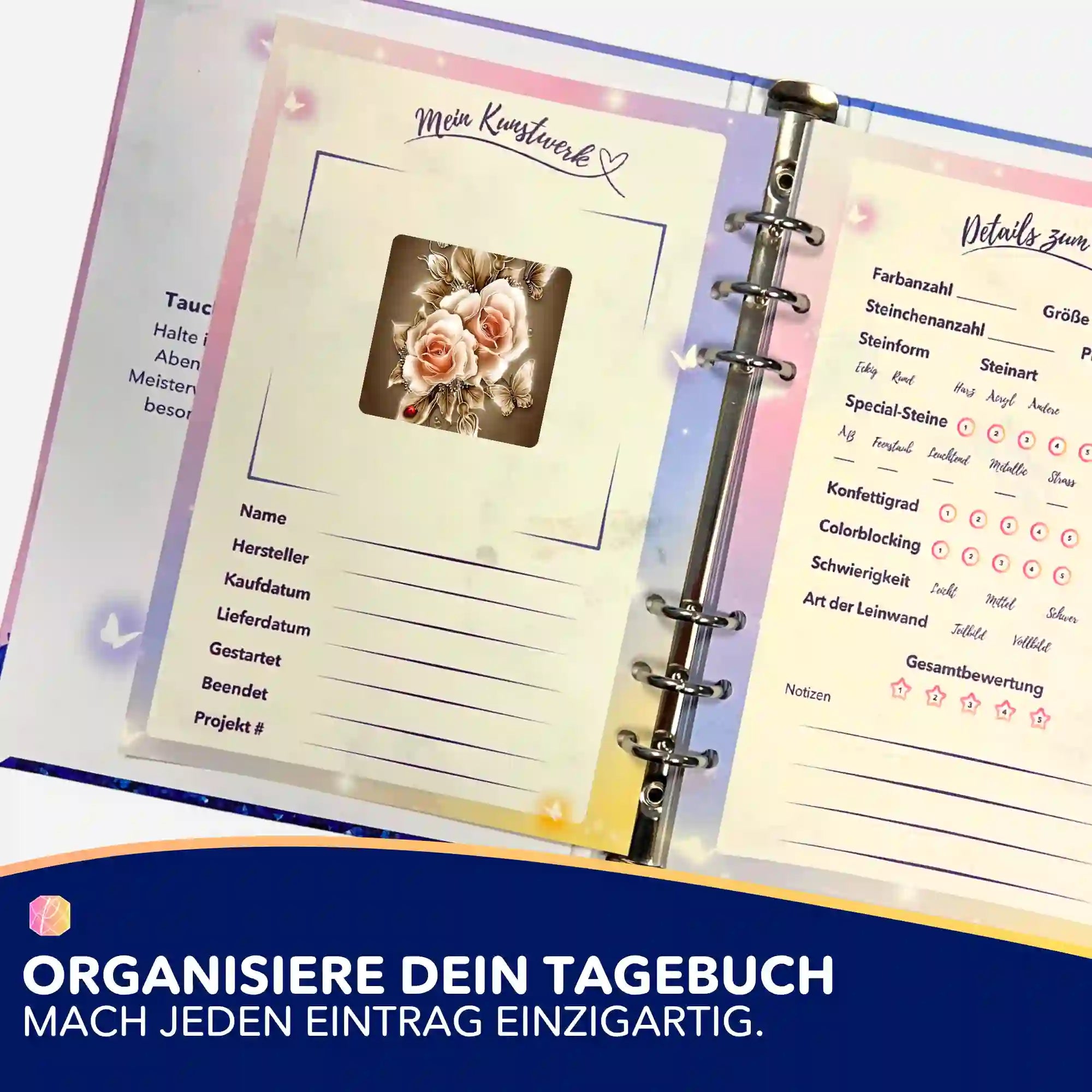 Aufkleber 5er-Set - Goldene Rosen