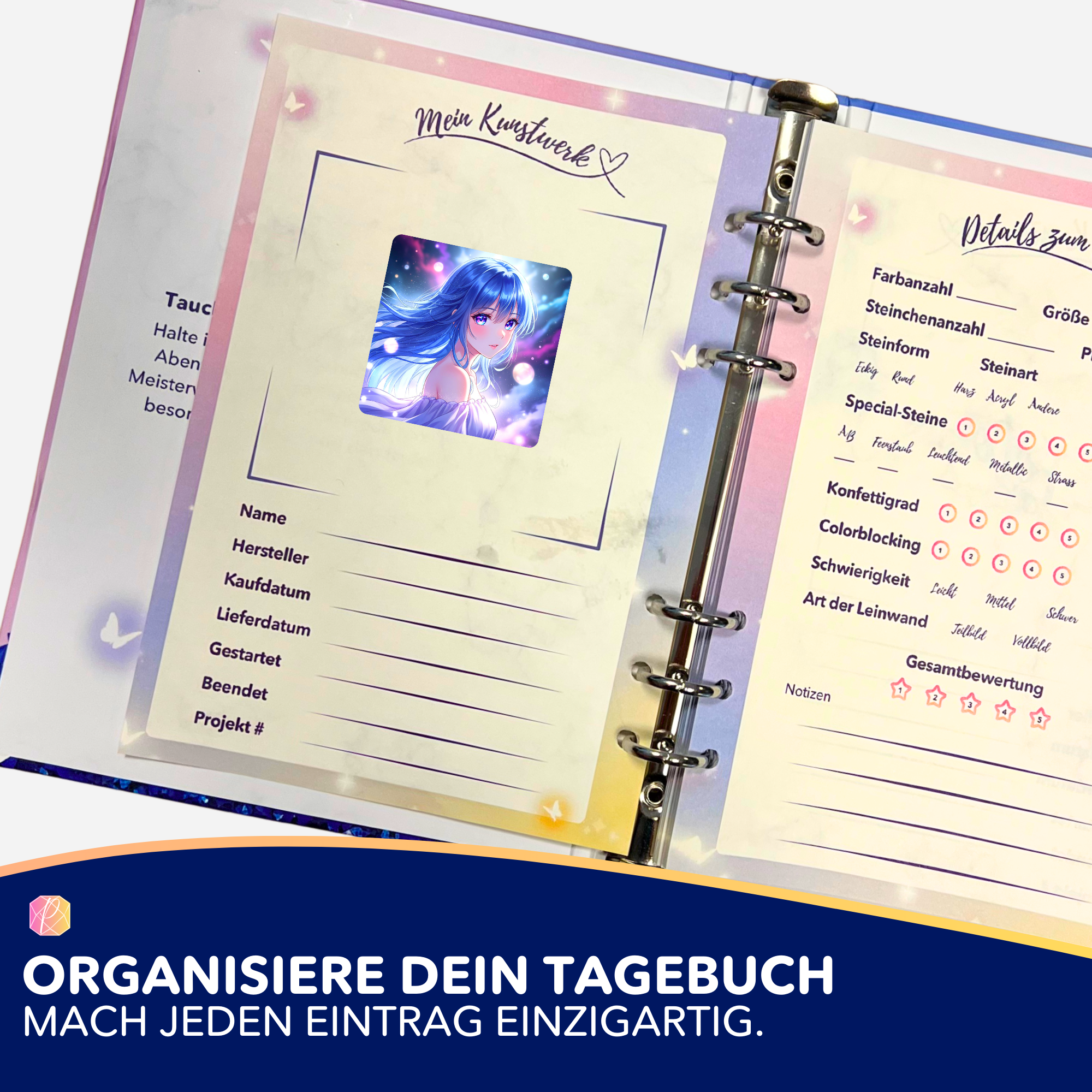 Aufkleber 5er-Set - Diamond Painting 7-Tage Special - Galaxy Girl