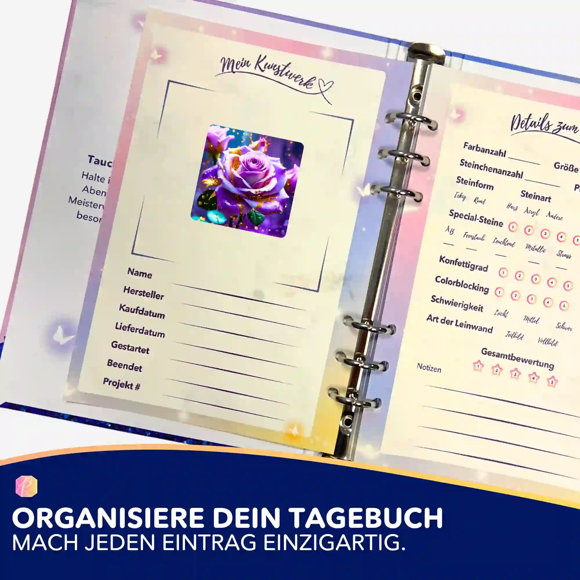 Aufkleber 5er-Set - Amethystrose