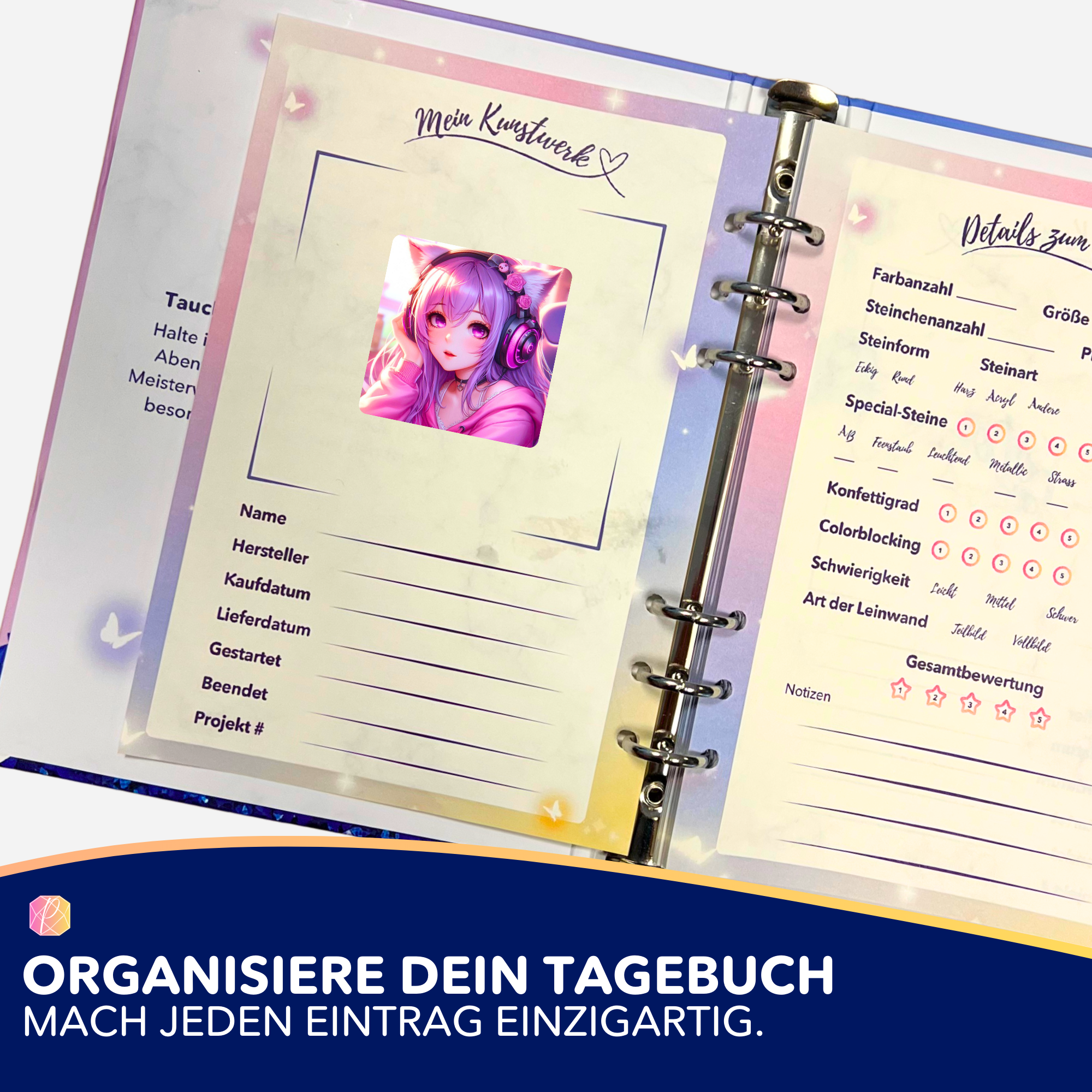 Aufkleber 5er-Set - Diamond Painting 7-Tage Special - Gamergirl