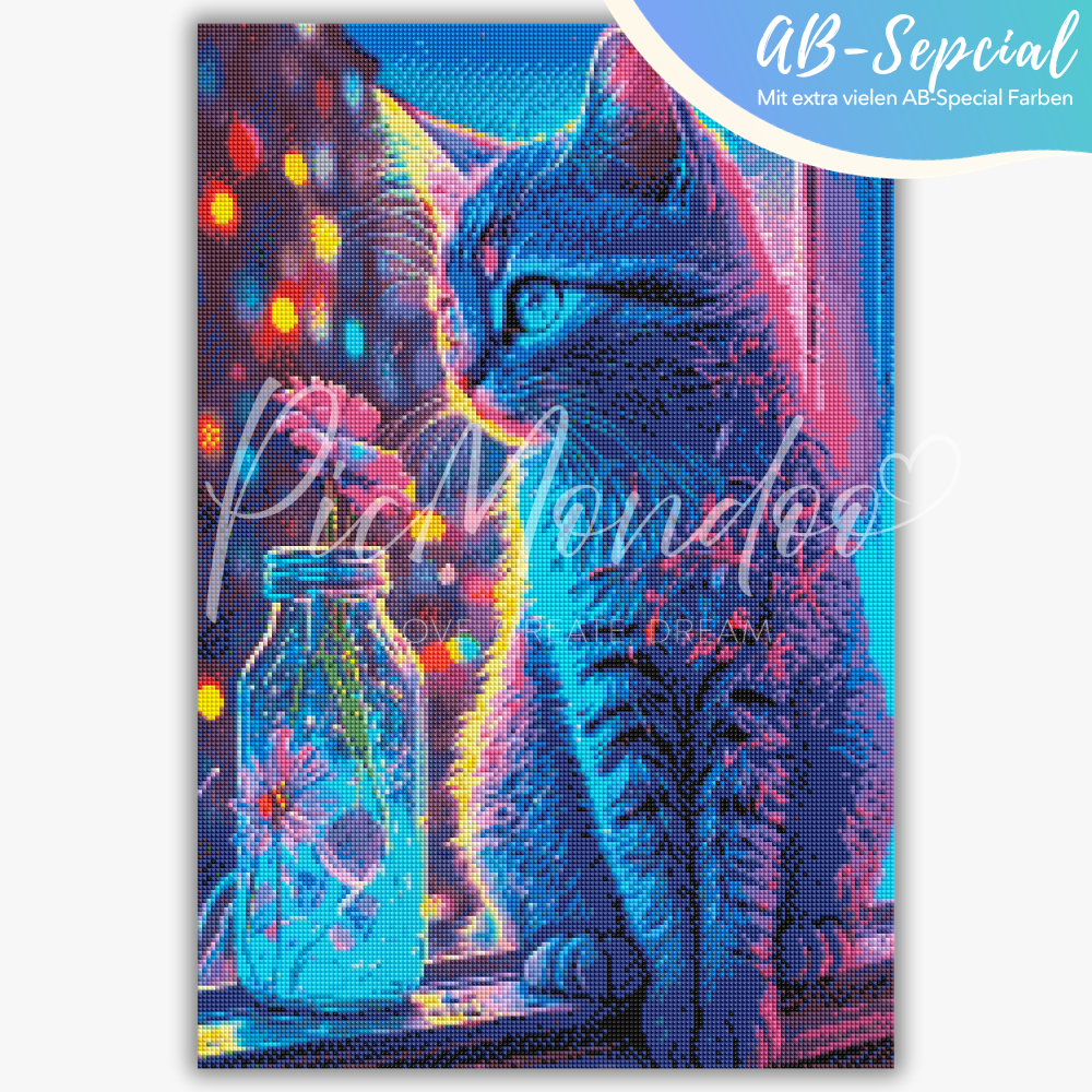 Diamond Painting AB Special - Little cat of flowers