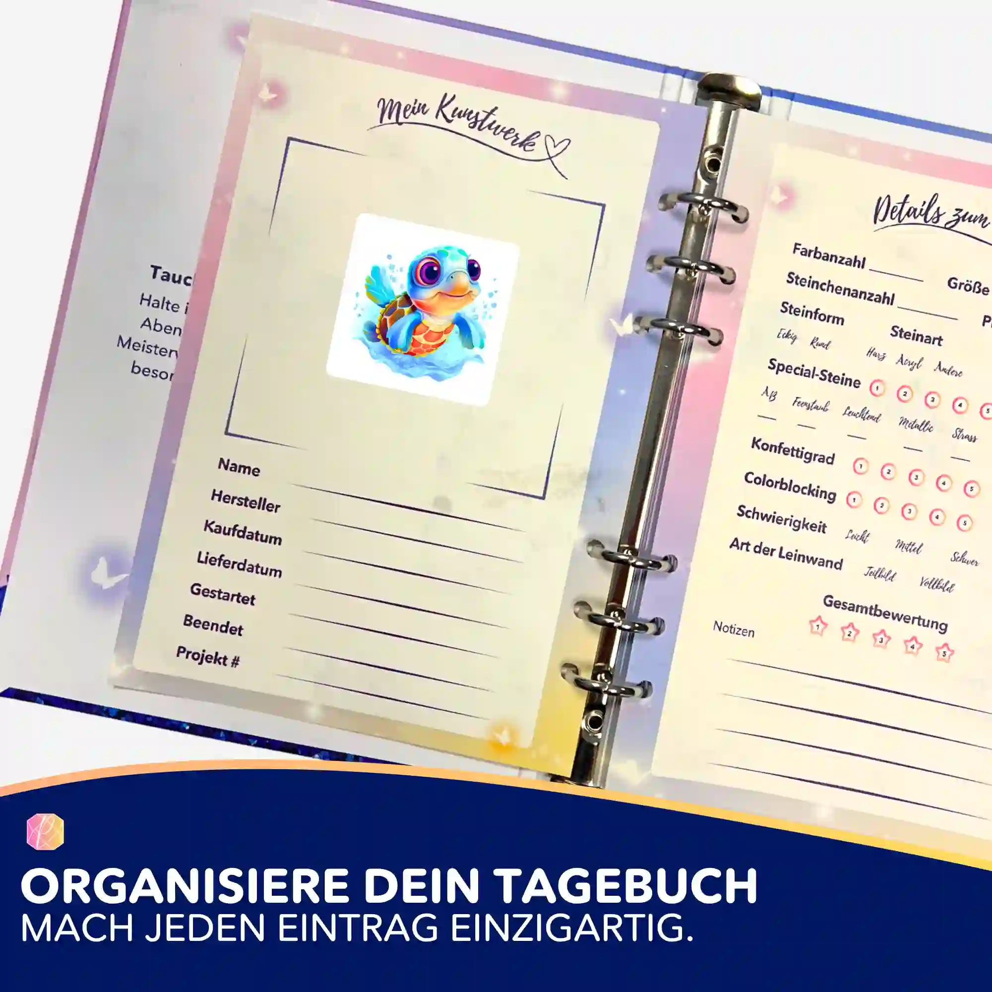 Aufkleber 5er-Set - Planschende Schildkröte