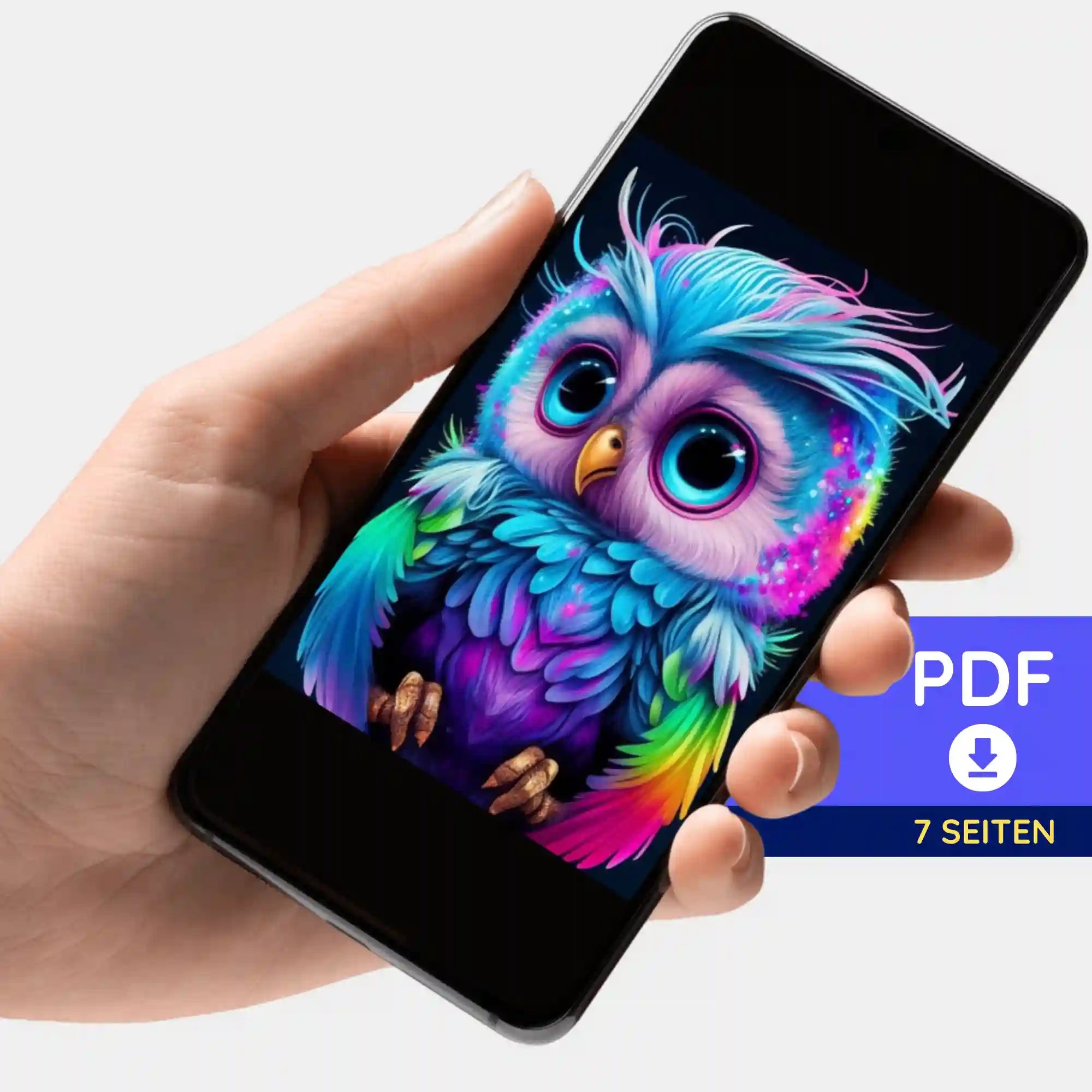 Digitale Bildmappe - Kleine bunte Eule im Rausch der Farben