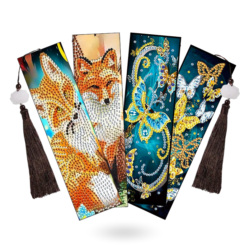 Diamond Painting Lesezeichen "Fox & Butterfly" 2er Set