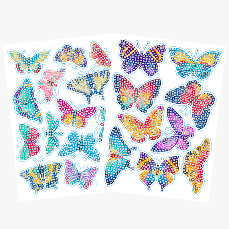 Diamond Painting Sticker Set XL - Bunte Schmetterlinge