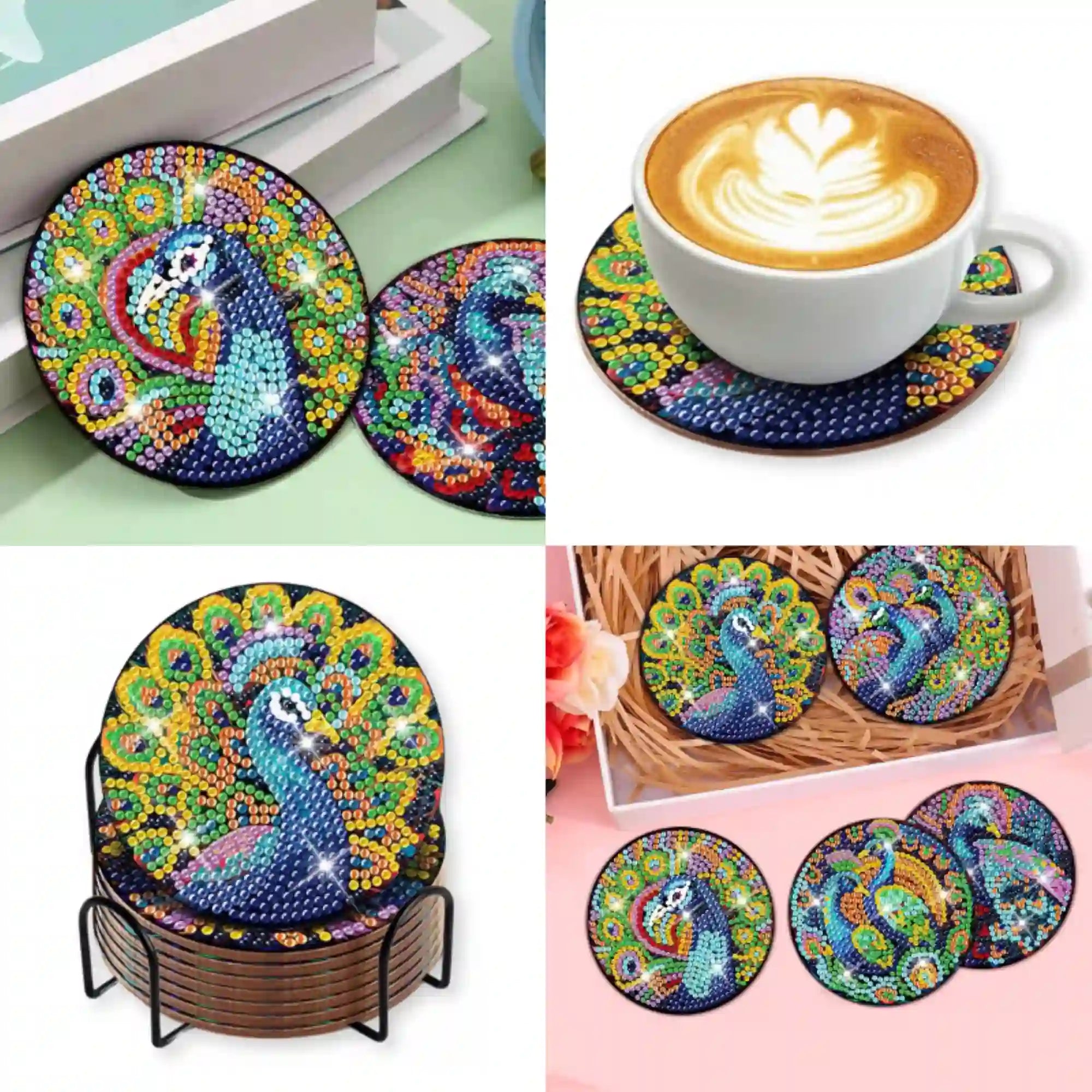 Diamond Painting - Untersetzer "Colorful Peacock"