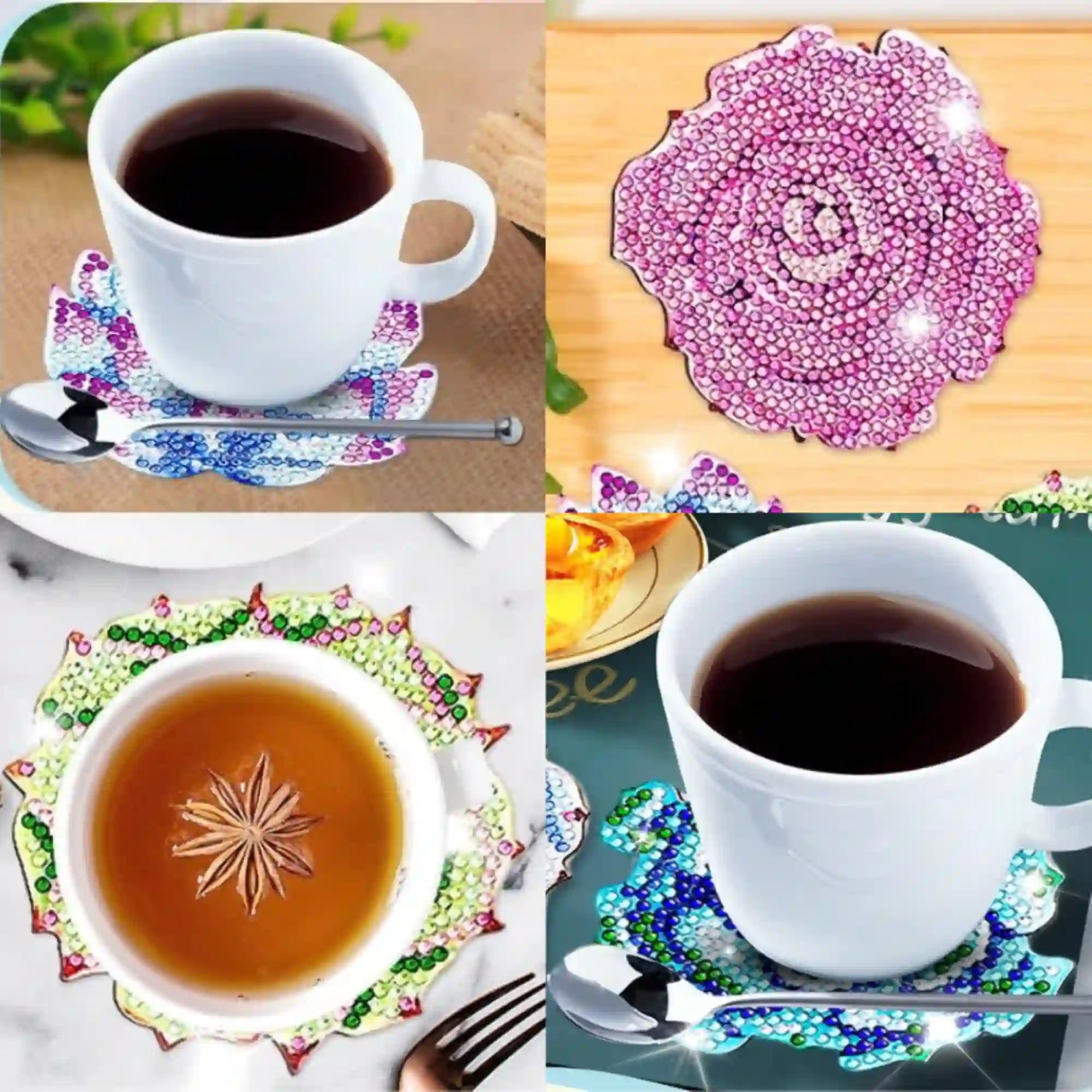 Diamond Painting - Untersetzer "Purple Flowers"