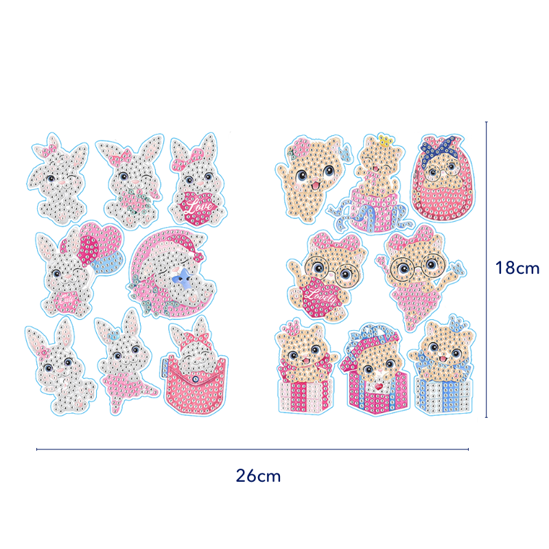 Diamond Painting Sticker Set XL - Lovely Animals