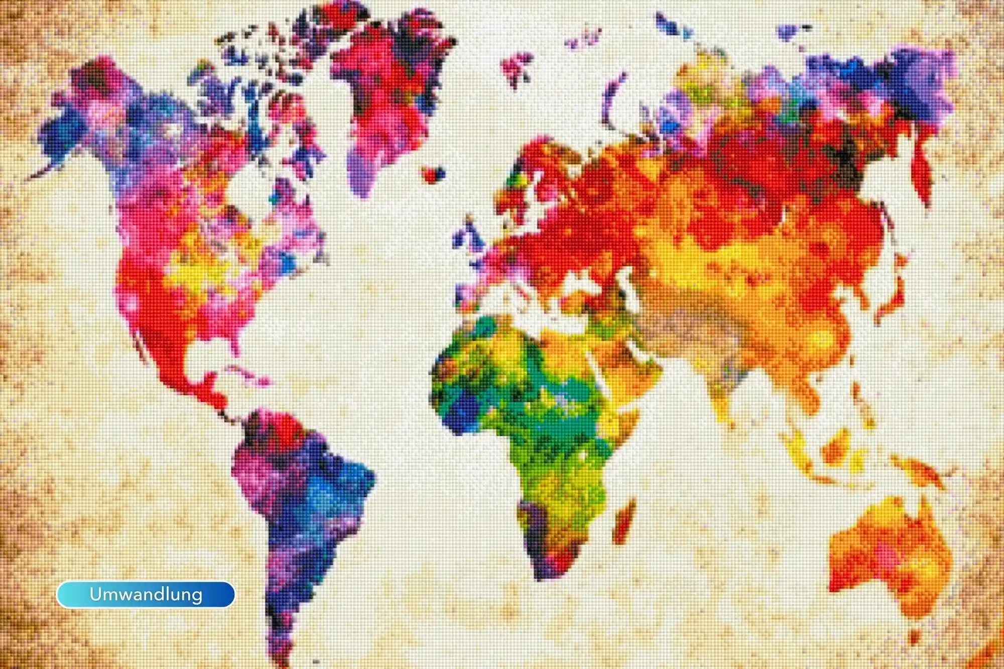 Diamond Painting - Bunte Weltkarte