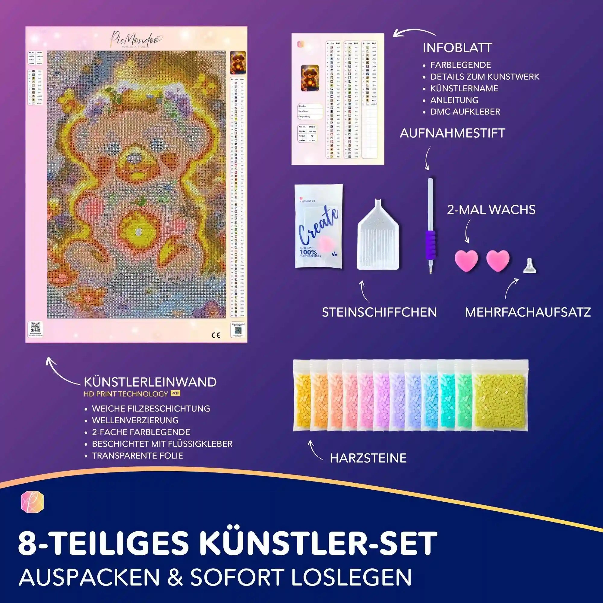 Diamond Painting - Kleiner Leuchtbär